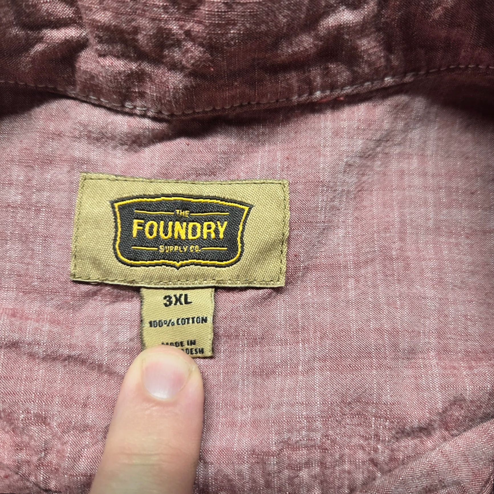 Vintage The Foundry Supply Co. Shirt Solid Red Button Up Long Sleeve Adult Men's 3XL Size US XXL / EU 58 / 5 - 3 Thumbnail