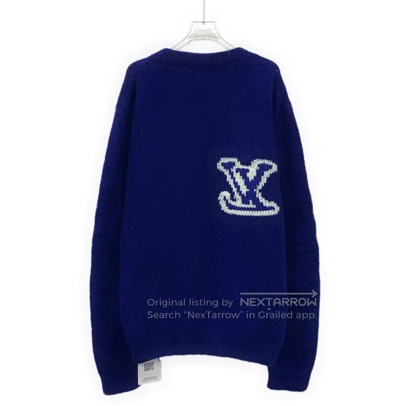 Louis Vuitton Louis Vuitton Dark blue logo intarsia wool crewneck long-s Size US XL / EU 56 / 4 - 2 Thumbnail