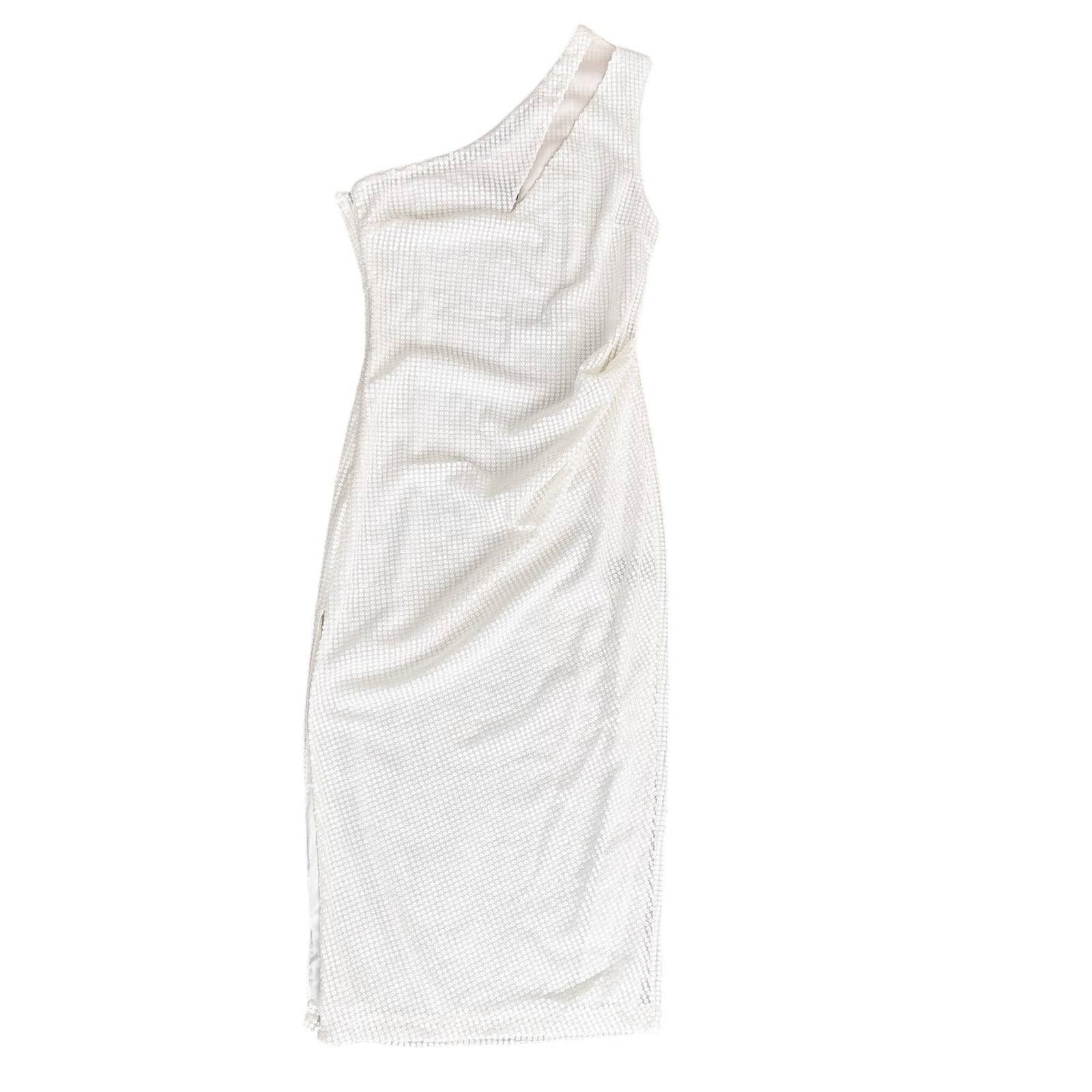 Other Michael Costello x Revolve White Sequin One Shoulder Dress M Size M / US 6-8 / IT 42-44 - 1 Thumbnail