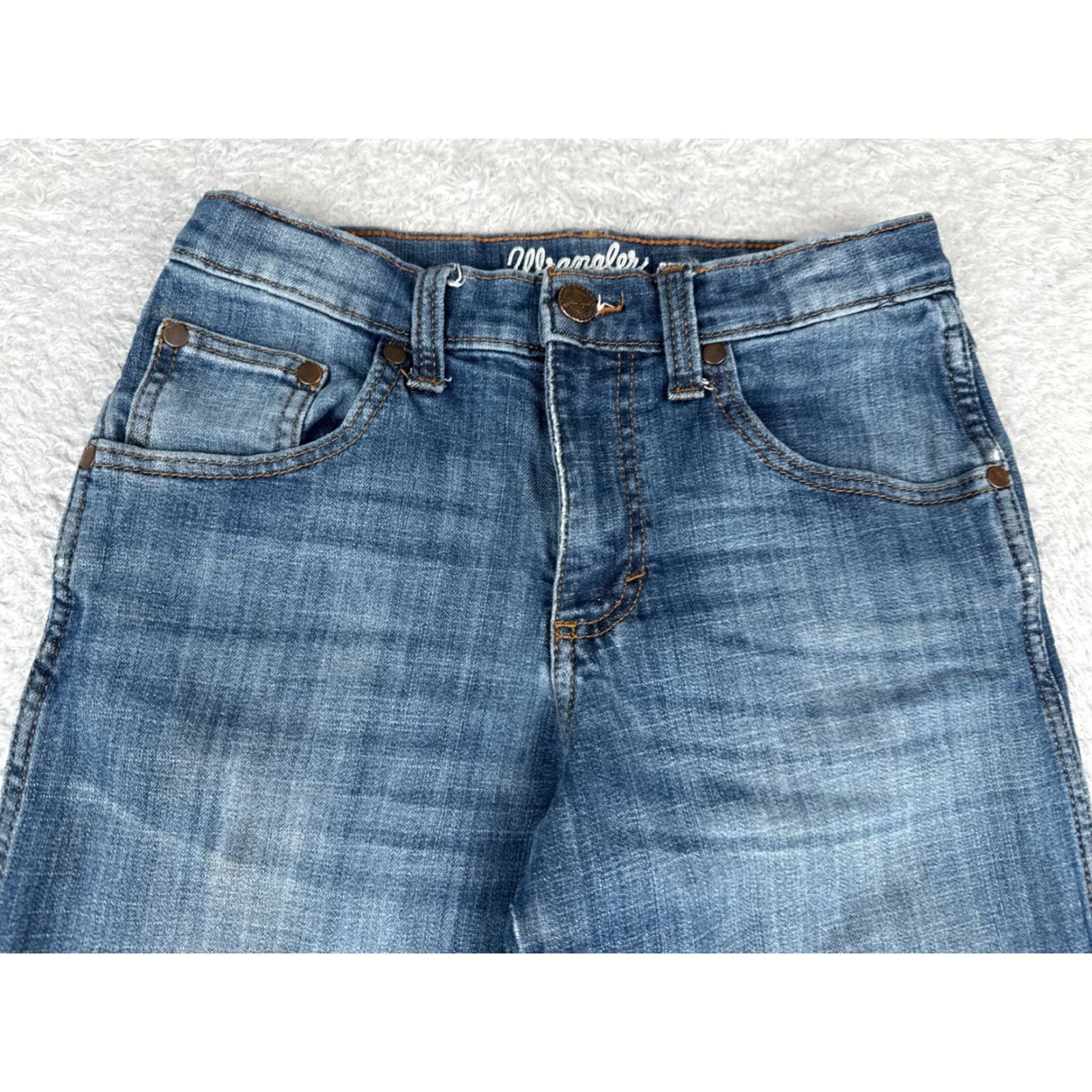 Wrangler Wrangler Jeans Girls 14 Blue Denim Distressed Relaxed Bootcut Mid Rise 26x27 Jeans Size 36" / US 14 / IT 50 - 4 Thumbnail