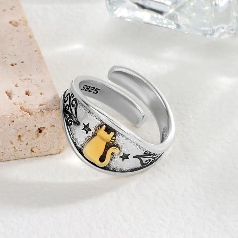 Jewelry Lovely Cat Animal Retro Ring Size ONE SIZE - 3 Thumbnail