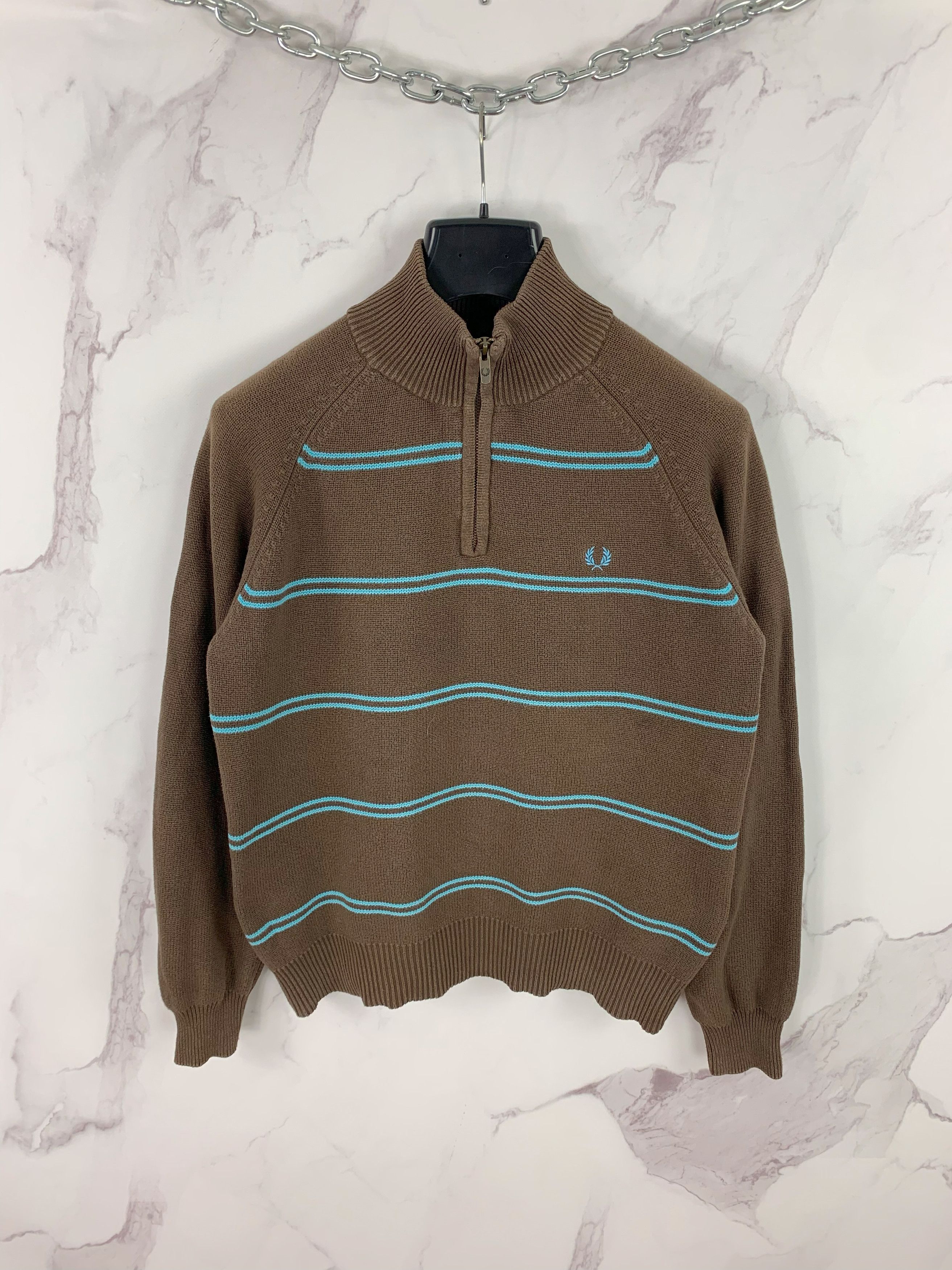Vintage Fred Perry Sportswear Striped 1/4 Zip Sweater Size M