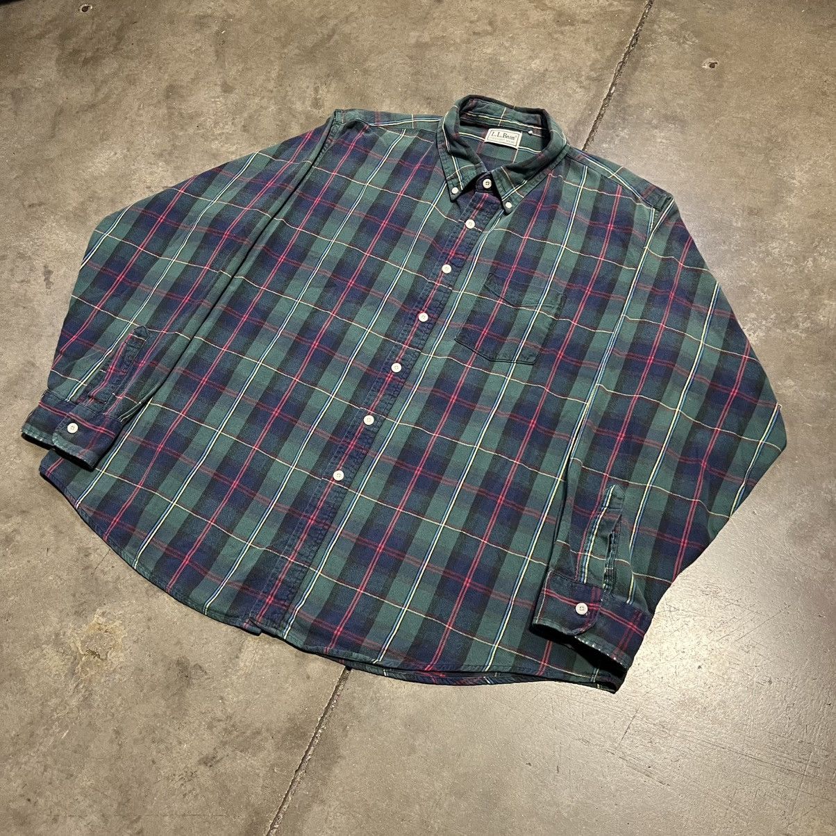 L.L. Bean Vintage LL Bean Plaid Flannel Shirt Button Up Outdoor Hiking Size US XL / EU 56 / 4 - 2 Thumbnail