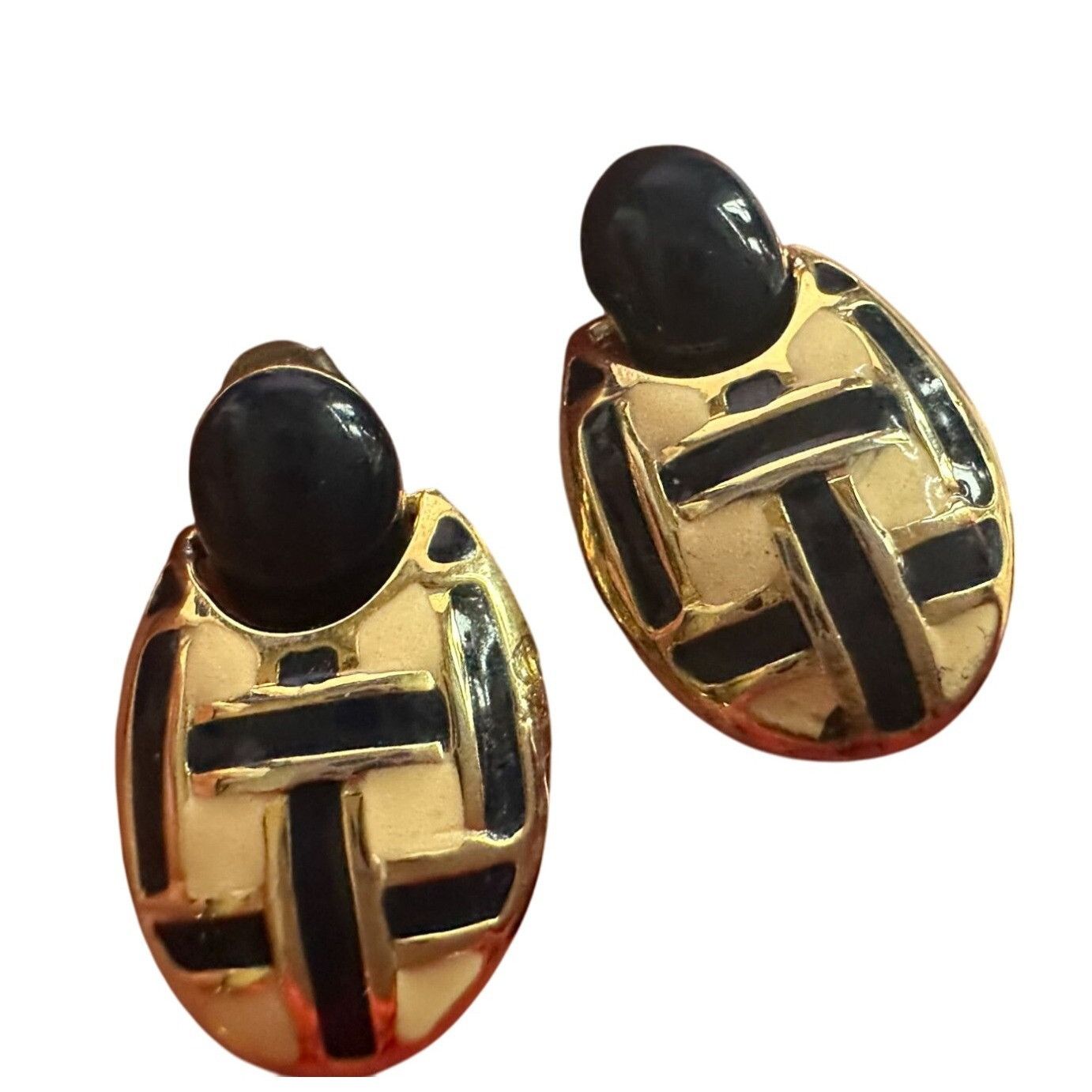 Other Women's Round Gold tone Dangle Earrings with Navy blue and W Size ONE SIZE - 14 Thumbnail