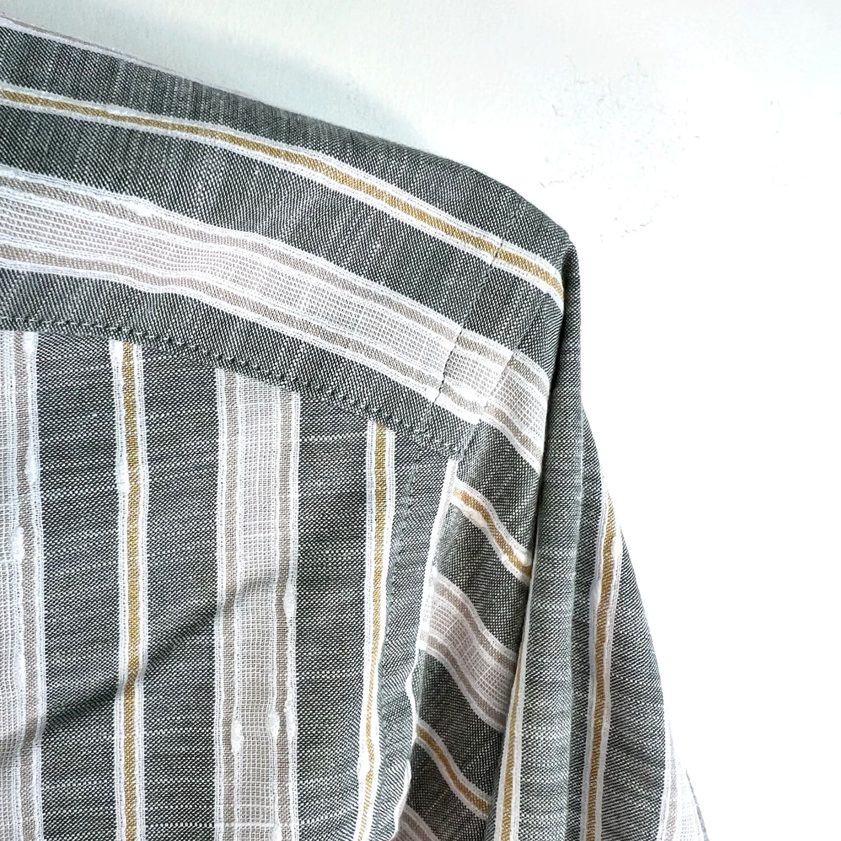 CLOT VINTAGE Cloth Men's Button-Down Shirt Size 21/38 4XL Green Striped Wool Casual Size US XXL / EU 58 / 5 - 2 Thumbnail