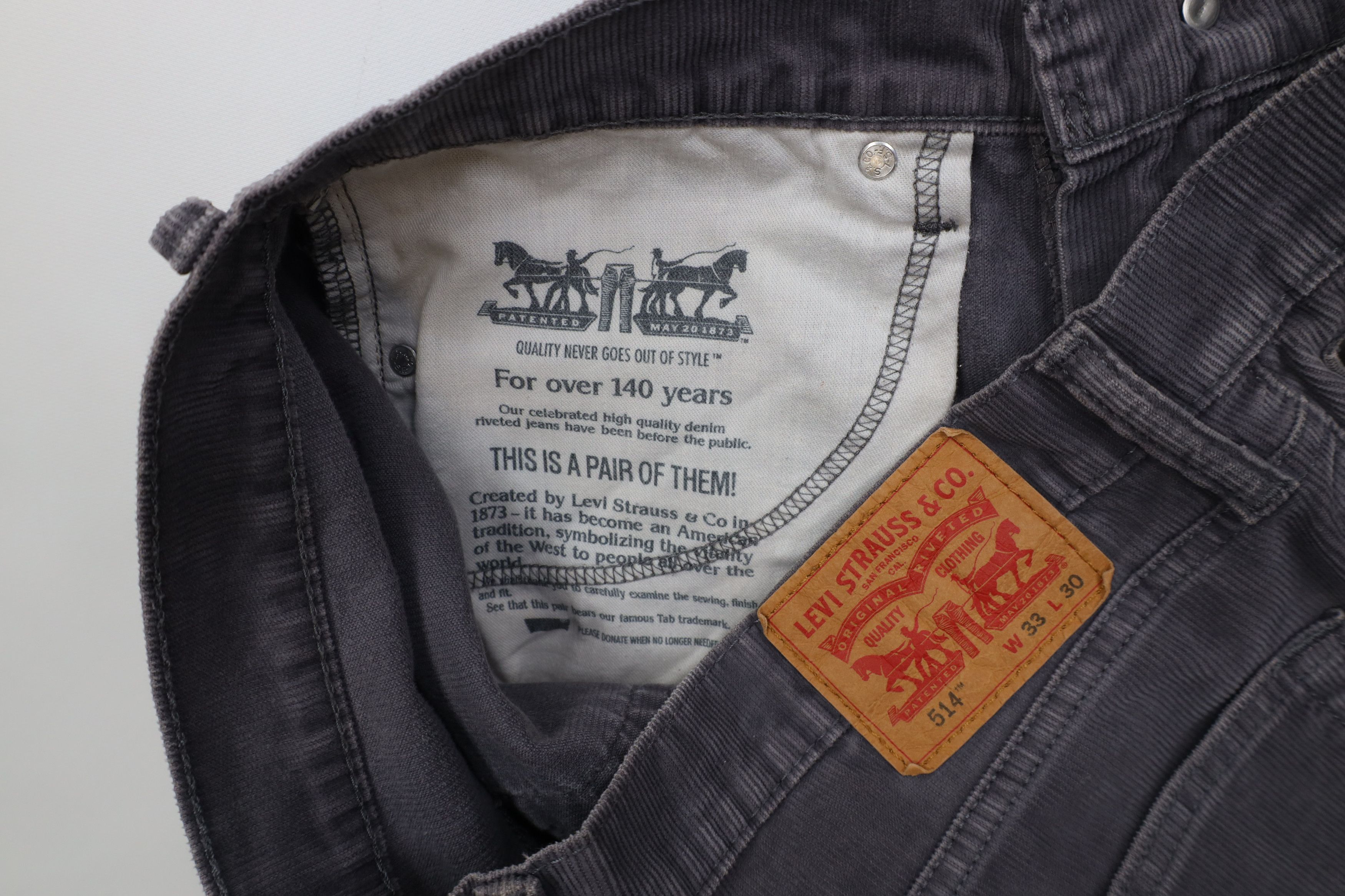 Levi's Vintage 90s Levis 514 Straight Leg Corduroy Pants Gray Size US 33 - 14 Thumbnail