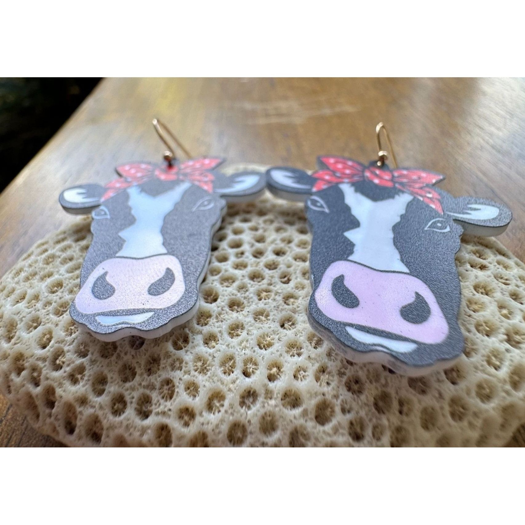 Handmade Christmas Cow Earrings Dangle Hooks New Heifer Calf Bovine F Size ONE SIZE - 9 Thumbnail