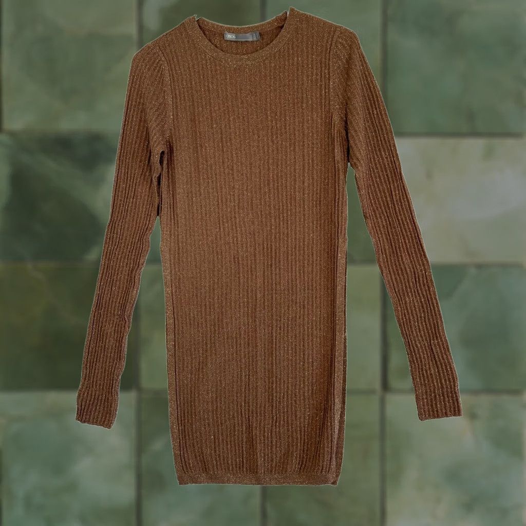 Asos ASOS Tunic Sweater Women’s 6 Brown Copper Sparkle Ribbed Pullover Acrylic W 317 Size M / US 6-8 / IT 42-44 - 1 Thumbnail