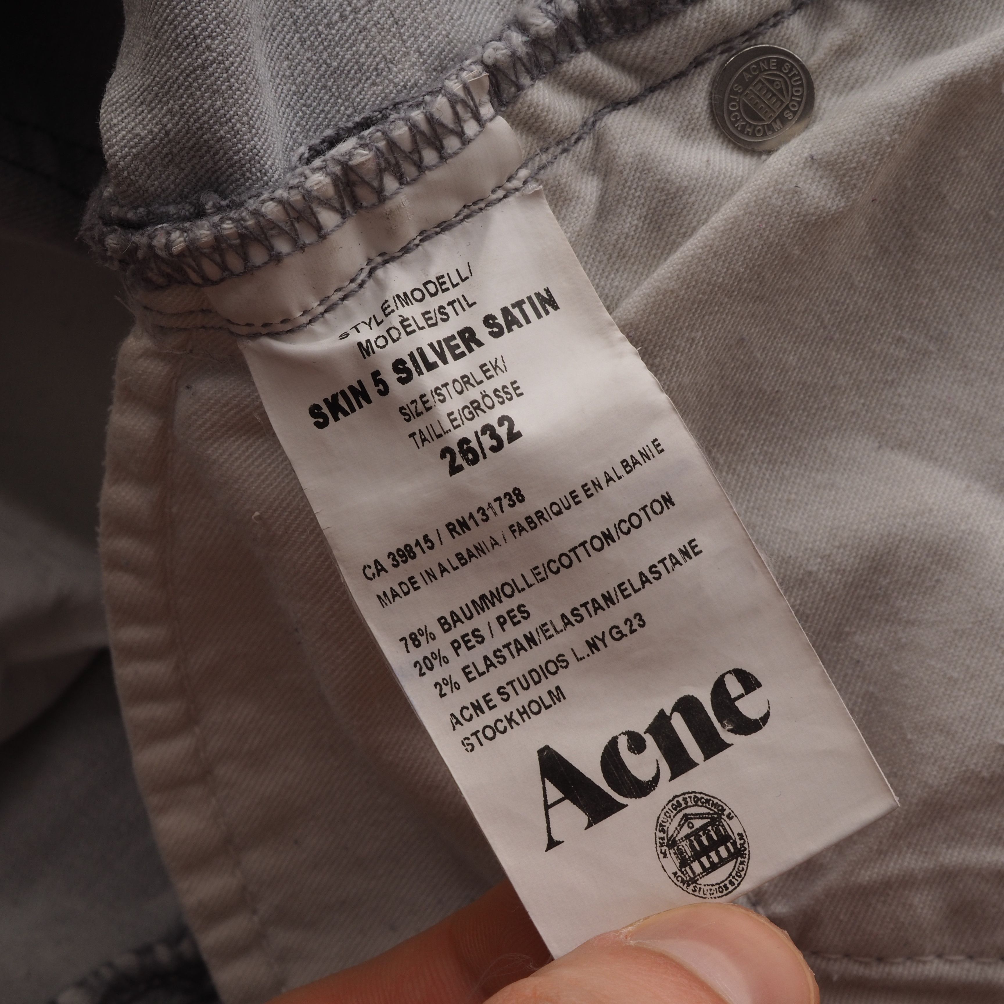 Acne Studios Acne Studios Skin 5 Silver Satin Women's Skinny Jeans Size 28" / US 6 / IT 42 - 6 Thumbnail