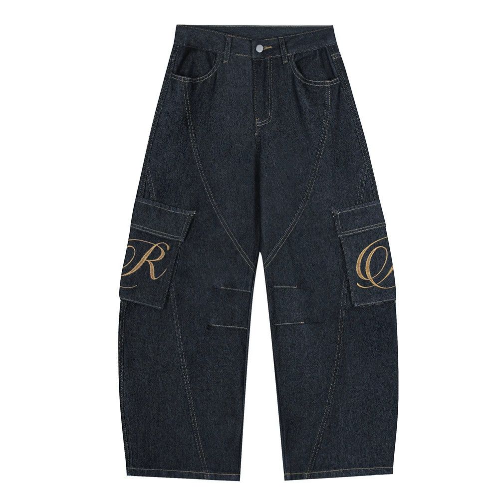 Vintage American street patchwork embroidered pocket scimitar jeans Size US 32 / EU 48 - 1 Thumbnail