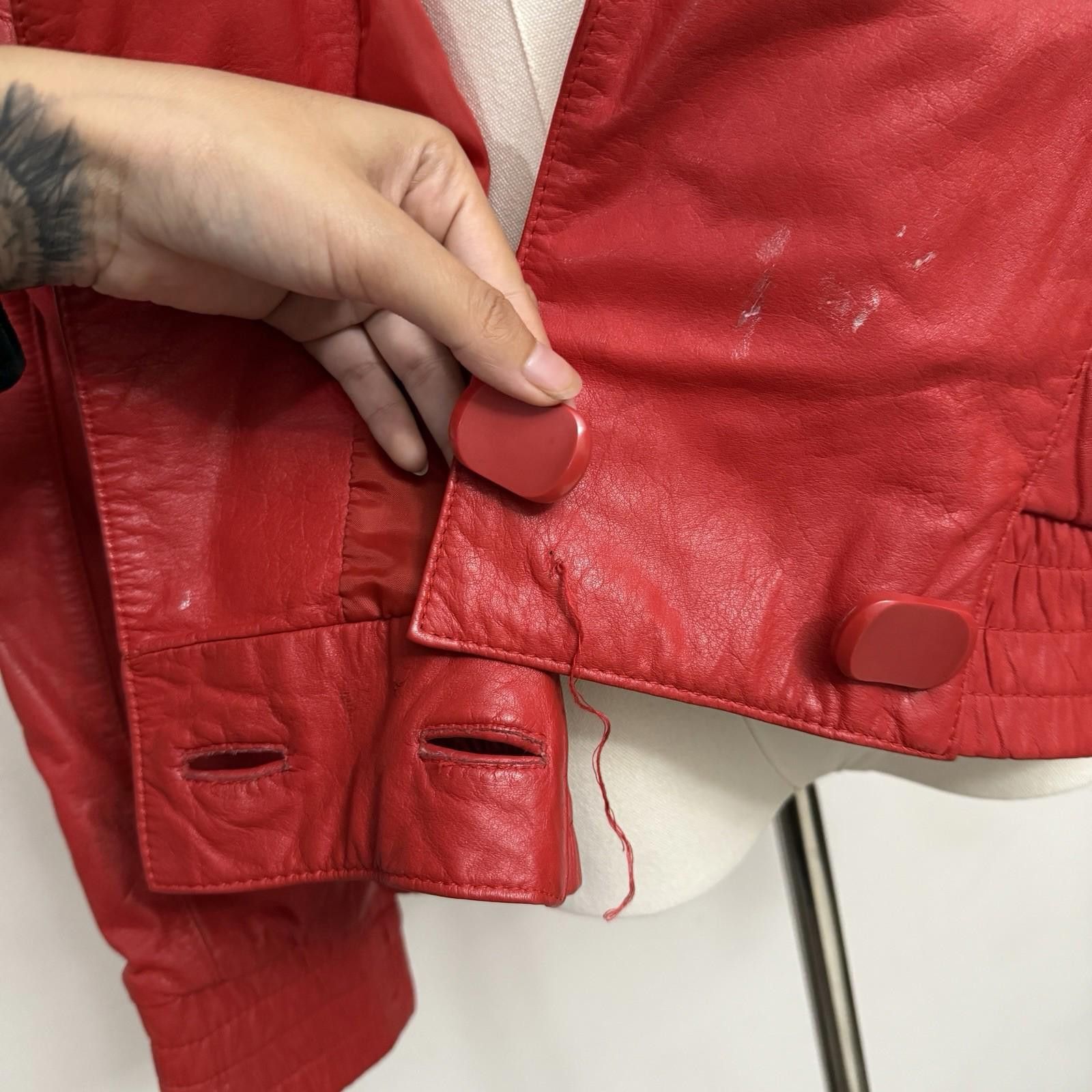 Designer G3 Red Leather Korean Jacket Medium Size M / US 6-8 / IT 42-44 - 7 Thumbnail