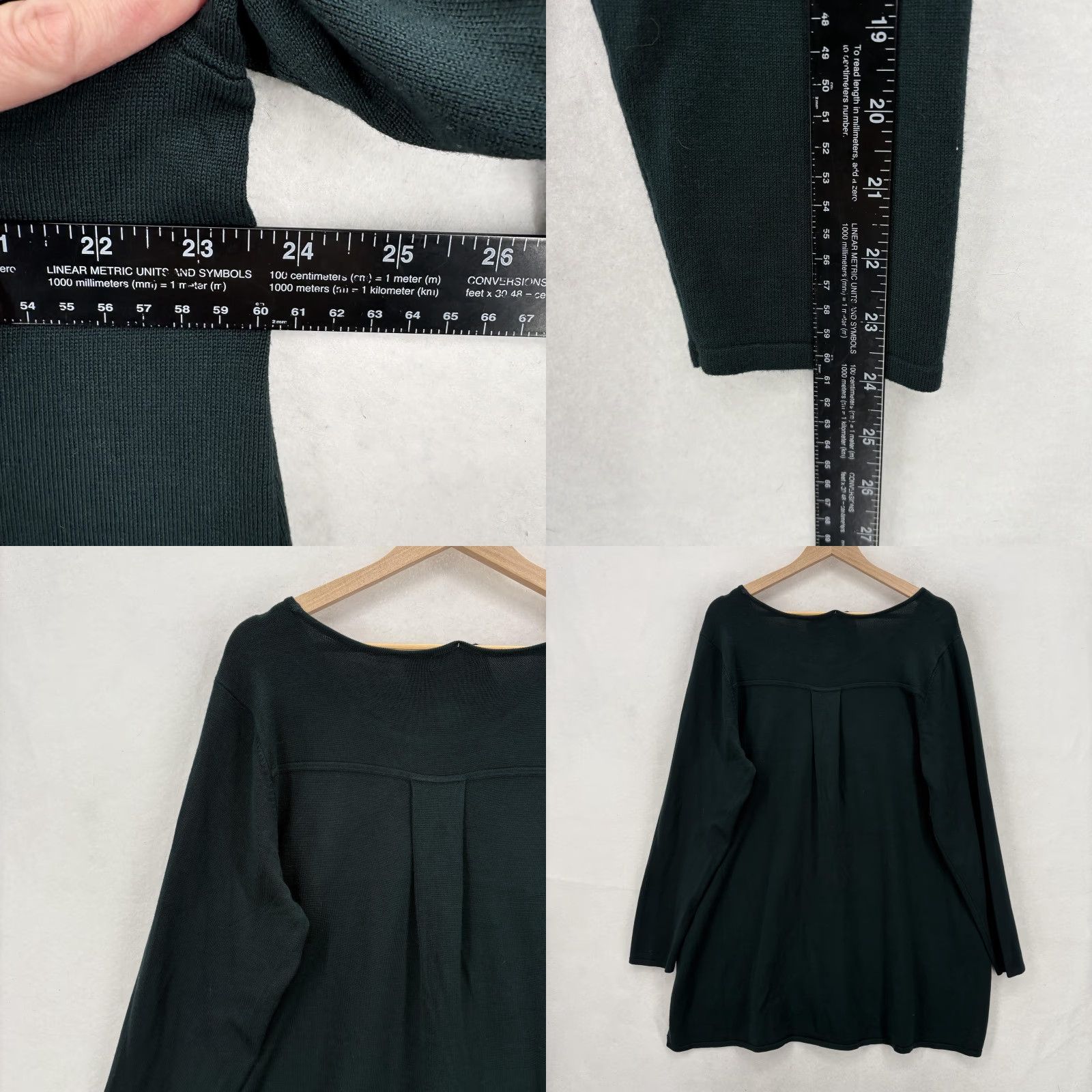 Vintage Tahari Sweater Tunic Womens 1X Green Pine Boat Neck Long Sleeve Christmas NWT Size XL / US 12-14 / IT 48-50 - 9 Thumbnail