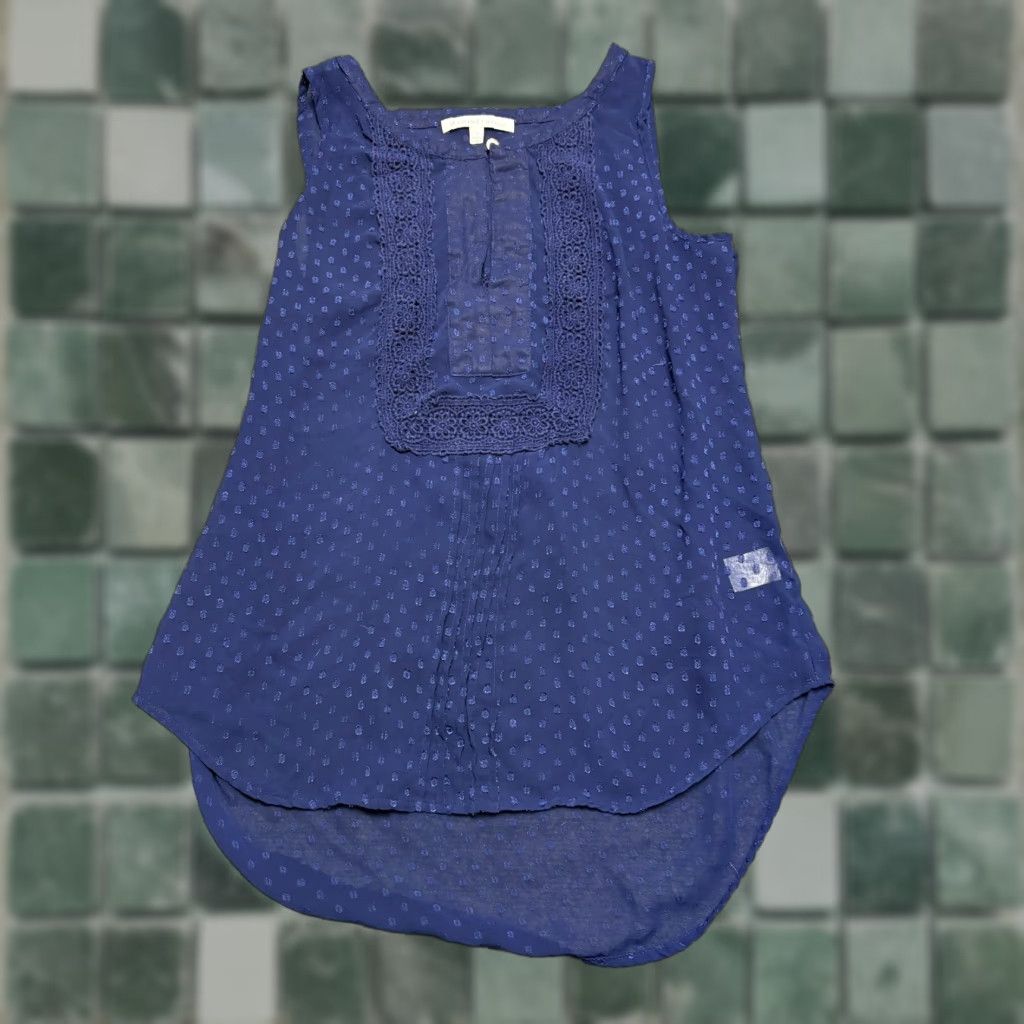 Vintage Daniel Rainn Top Womens Small S Blue Sleeveless Light Weight Blouse Polyester Size S / US 4 / IT 40 - 1 Thumbnail