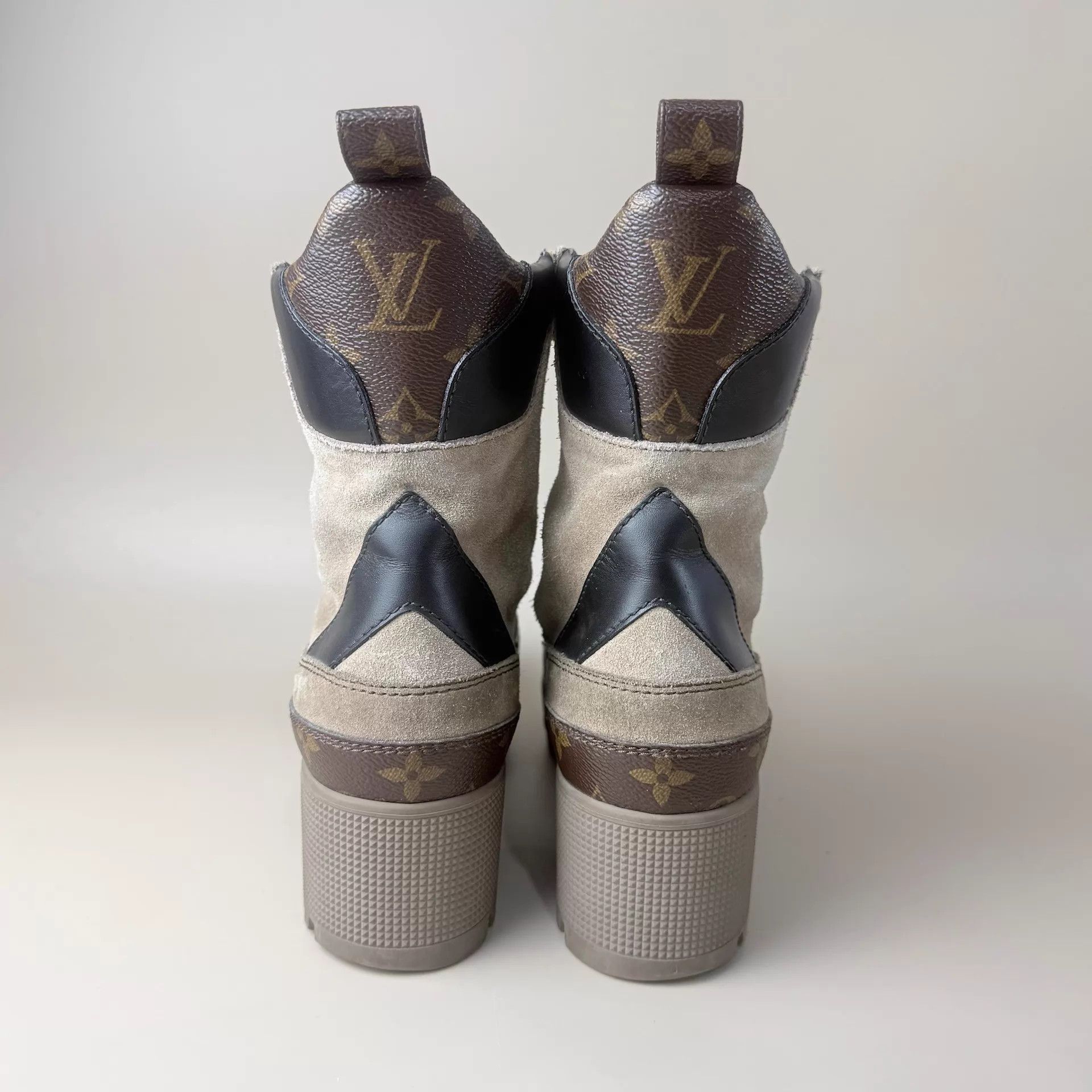 Louis Vuitton LV Dark Brown Monogram Lace-up Boots EUR 36.5 Size US 6 / IT 36 - 3 Thumbnail