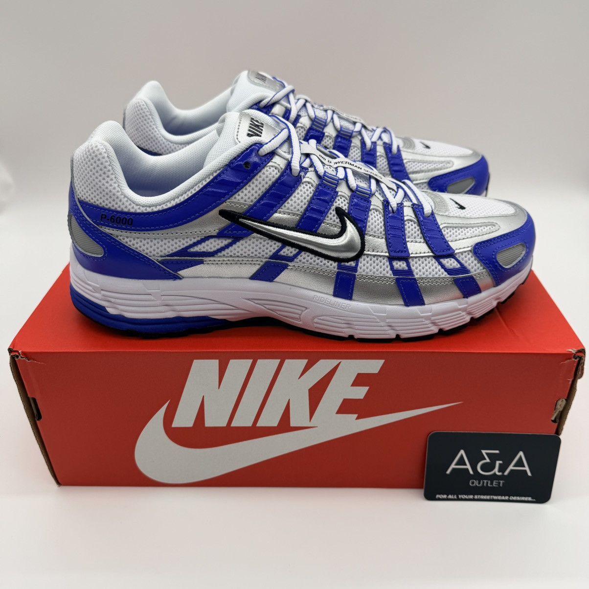 Nike Nike P-6000 White/Racer Blue/Metallic Silver US 10.5 New Size US 10.5 / EU 43-44 - 1 Thumbnail