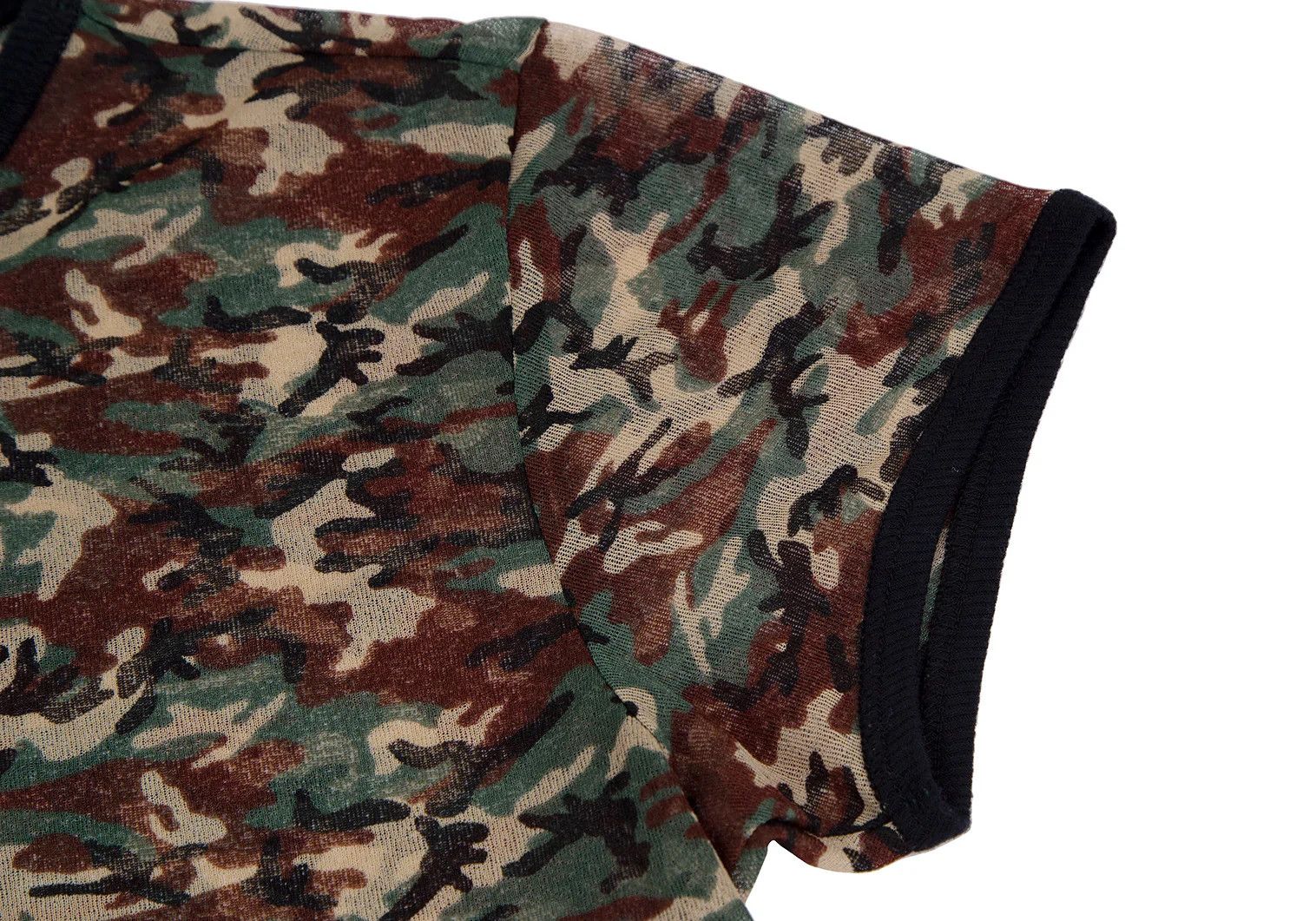 Jean Paul Gaultier Camouflage Print V-Neck T-Shirt in Green Black Beige Size US M / EU 48-50 / 2 - 3 Thumbnail