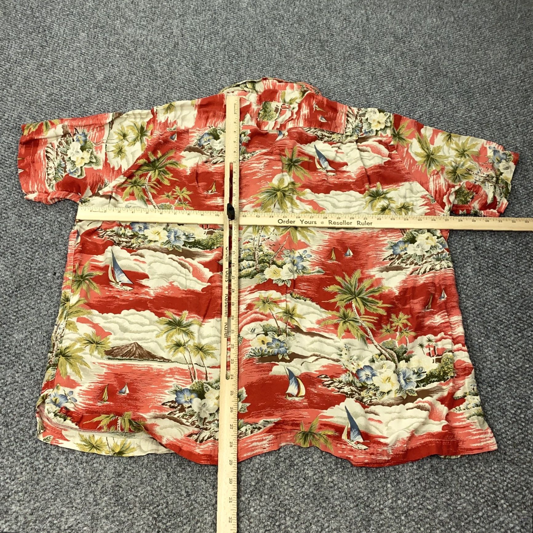 Lands' End VINTAGE Lands' End Shirt Men 2XL Red Hawaiian Rayon Floral Sailboat Aloha Vacation Pocket Mens Size US XXL / EU 58 / 5 - 6 Thumbnail