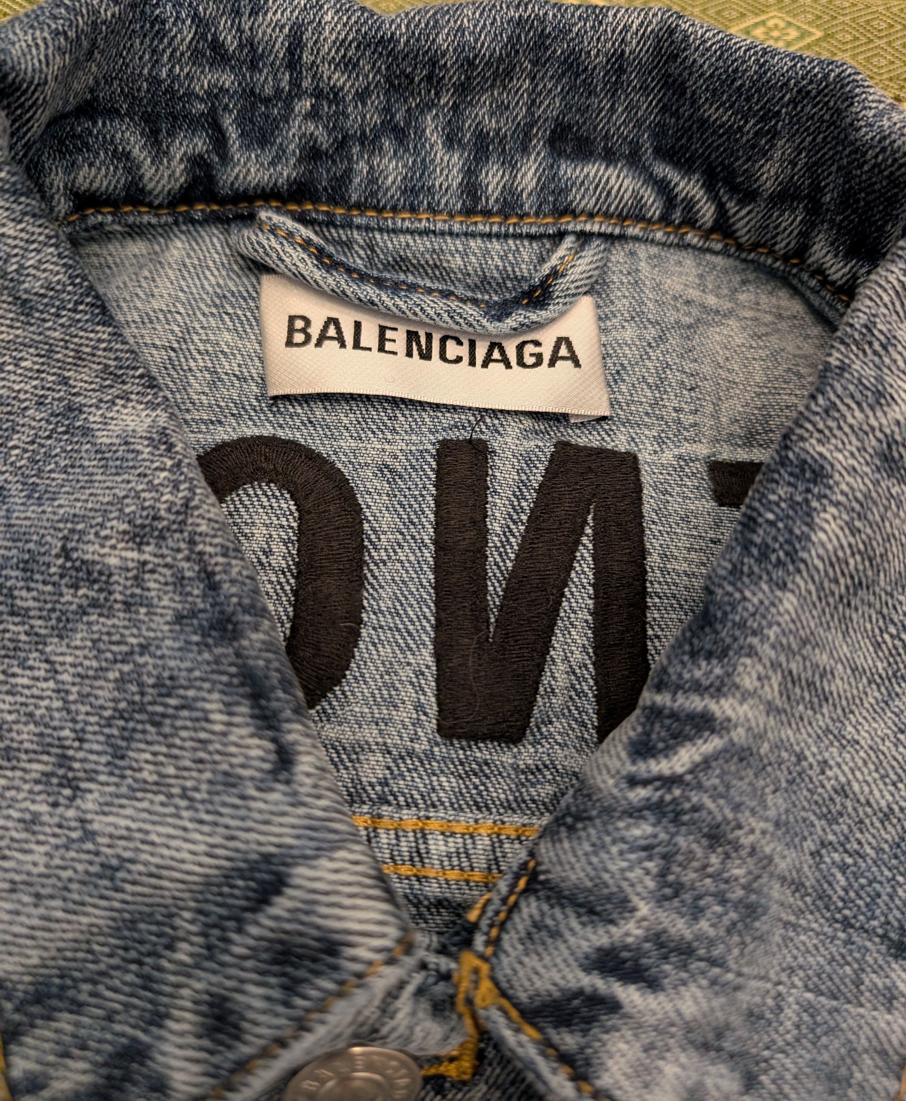 Balenciaga Balenciaga Water Ripple Spellout Denim Jacket Made in Japan Size US M / EU 48-50 / 2 - 3 Thumbnail