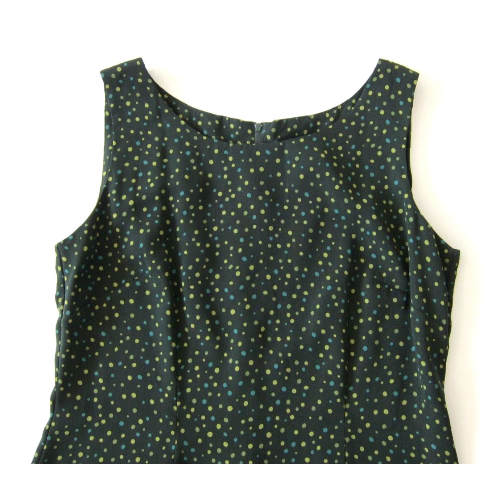 Vintage R&K Originals Green Blue Polka Dot Tent Shift A-Line Tunic Tank Sun Dress Size 8 Size M / US 6-8 / IT 42-44 - 3 Thumbnail