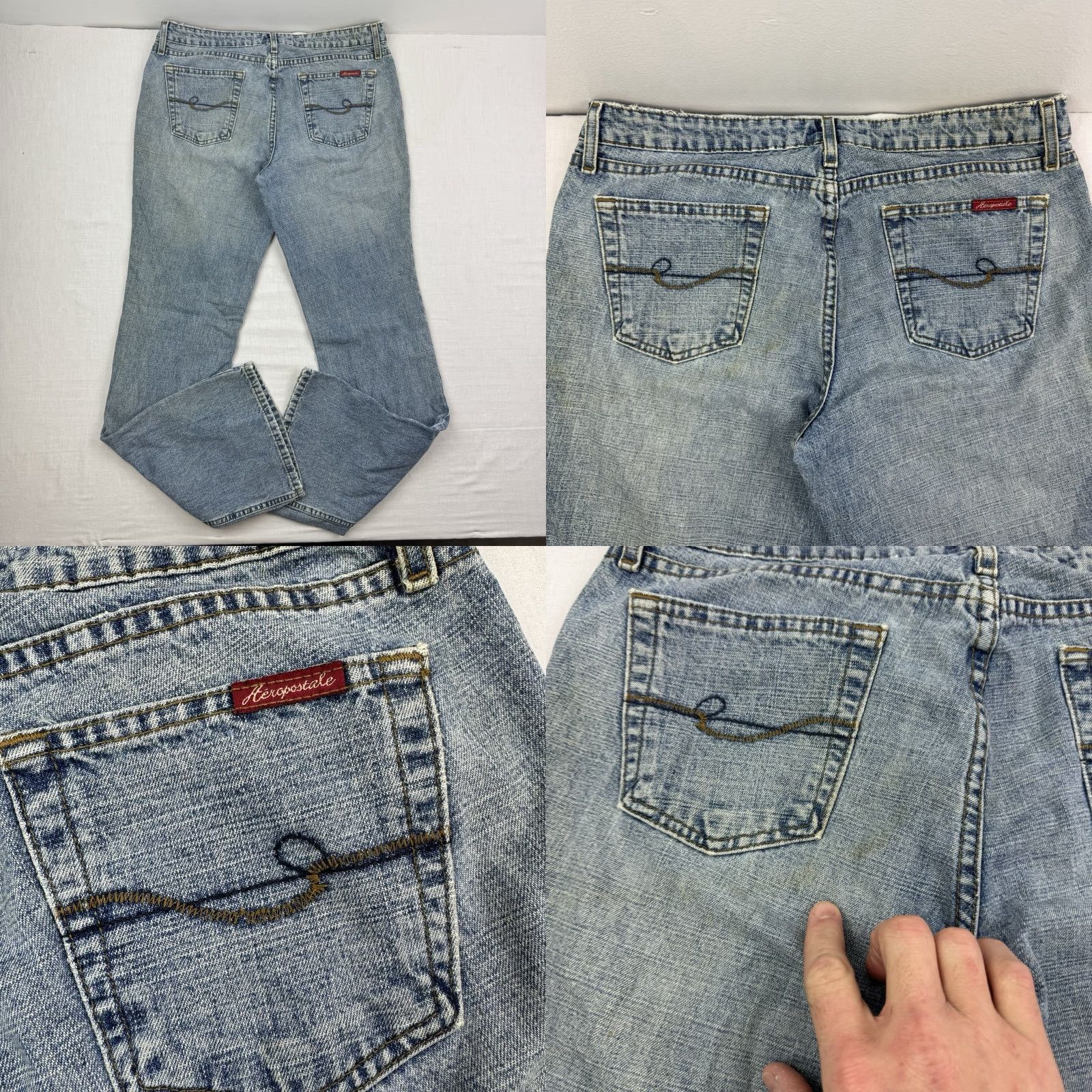 Vintage VINTAGE Y2K Aeropostale Flare Bootcut Jeans Womens 11/12 Long Hipster Hippie Blue Size 32" / US 10 / IT 46 - 10 Thumbnail