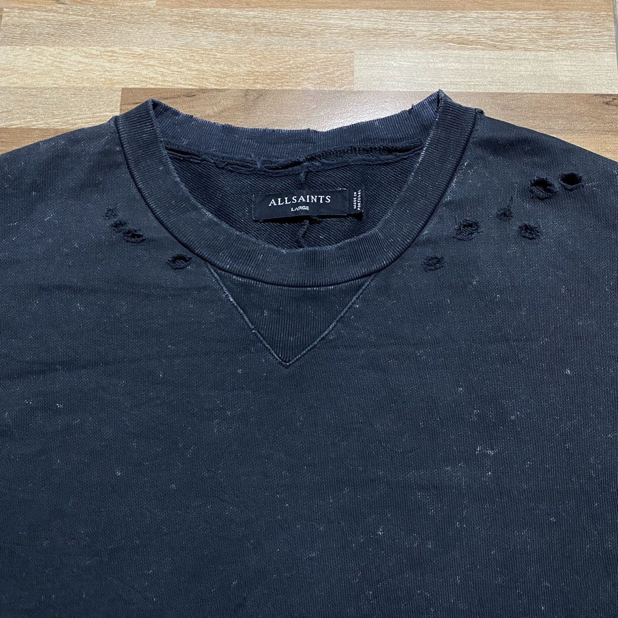 Allsaints Allsaint Reid Crewneck Black Acid Wash Holes Size US L / EU 52-54 / 3 - 3 Thumbnail