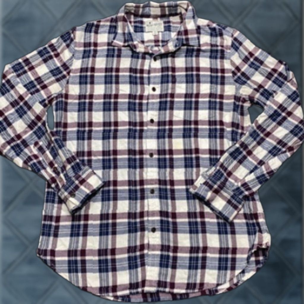 Lucky Brand Lucky Brand Shirt Mens Medium Burgundy Blue Plaid Saturday Stretch Button-Down Shirt Size US M / EU 48-50 / 2 - 1 Thumbnail