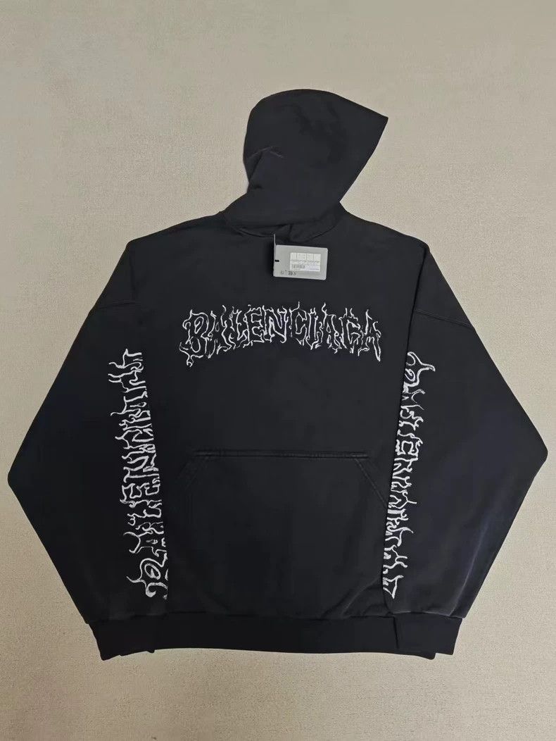 Balenciaga Balenciaga 24 FW dragon flame metal hooded sweatshirt 2503- Size US S / EU 44-46 / 1 - 1 Thumbnail