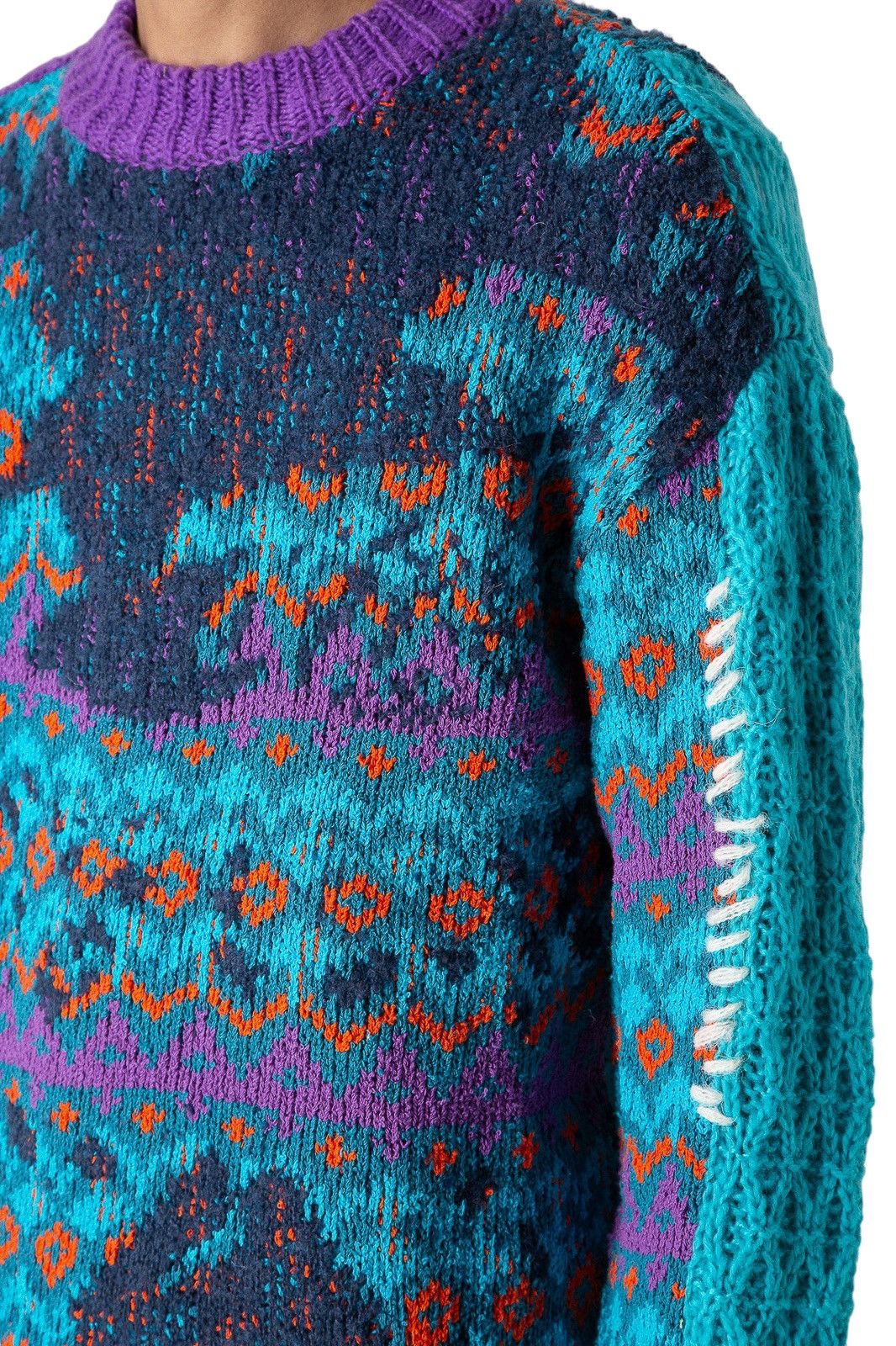 Andersson Bell Purple River Jacquard Patchwork Distressed Sweater Size US L / EU 52-54 / 3 - 7 Thumbnail