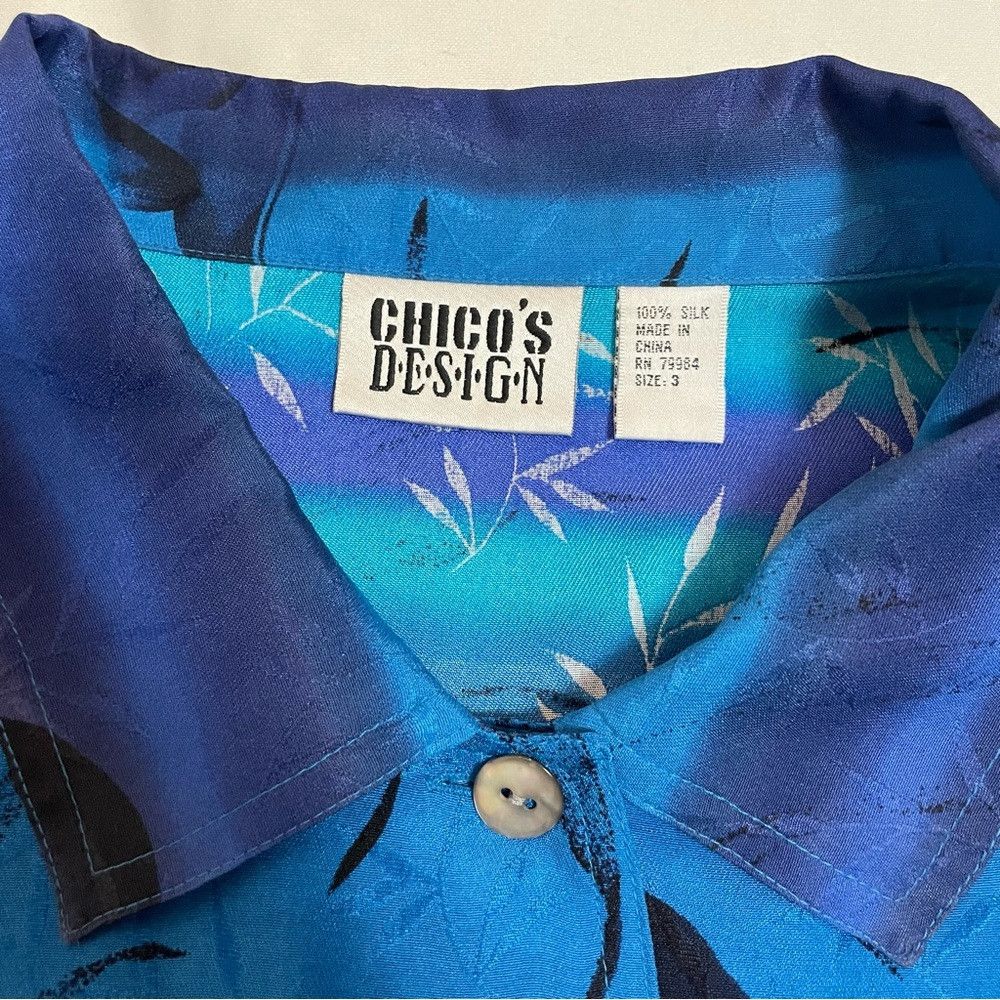 Chicos Chico's Silk Blue Long Sleeve Shirt Size 3 US XL Size XL / US 12-14 / IT 48-50 - 7 Thumbnail