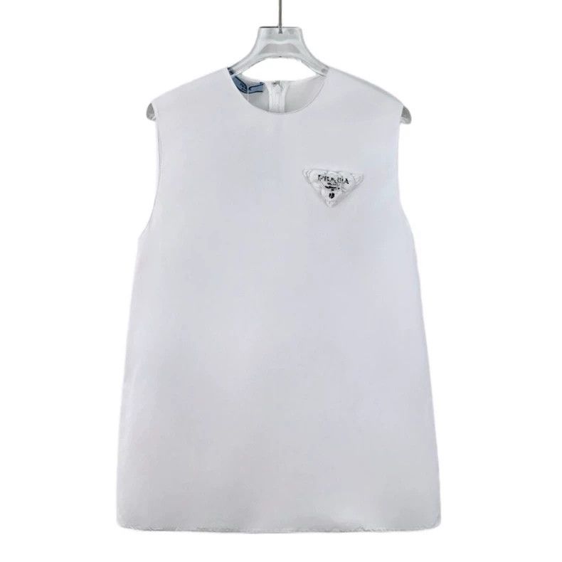 Prada Prada White triangle cotton round-neck sleeveless shirt ve Size XS / US 0-2 / IT 36-38 - 1 Thumbnail