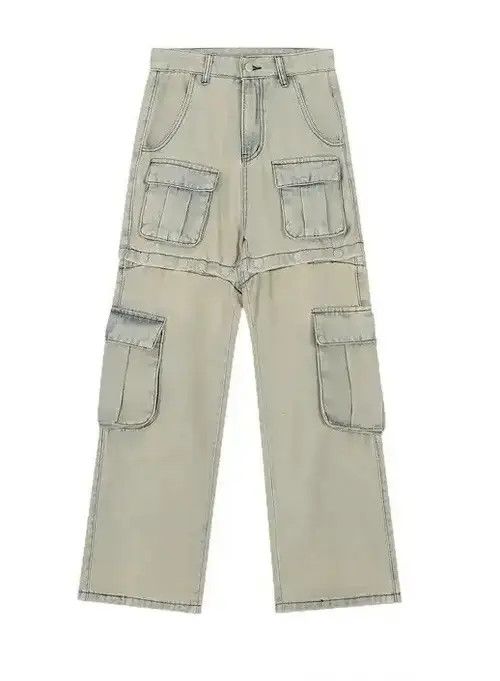 Ralph Marlin Retro Buttons Detachable Wide Cargo Jeans Size US 32 / EU 48 - 3 Thumbnail