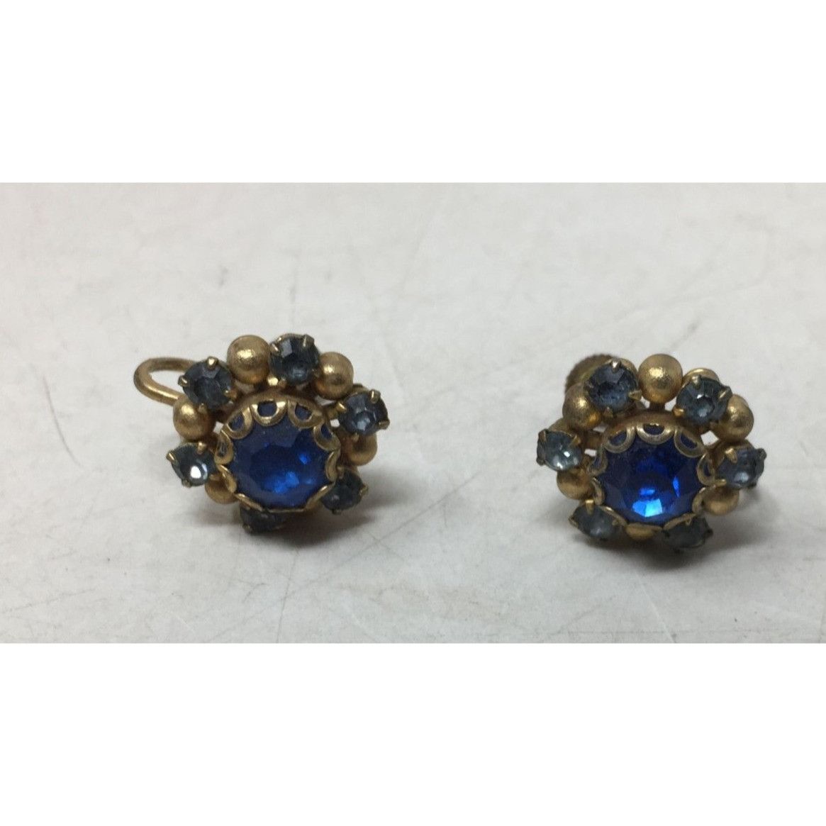 Other Women's Gold Tone Screw Back Earrings with Blue Rhinestones Size ONE SIZE - 3 Thumbnail
