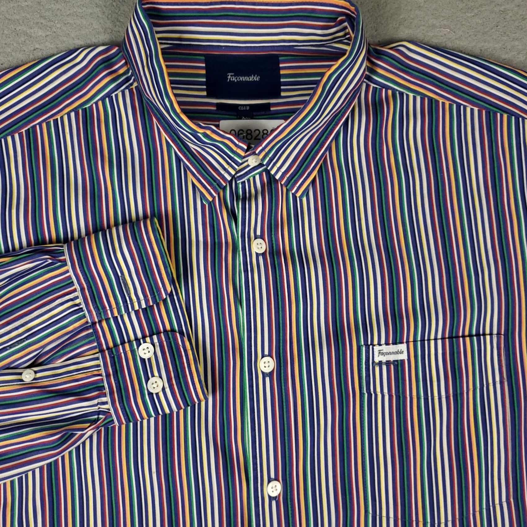 Faconnable Façonnable Shirt Mens 2XL Blue Striped Casual Button Up Long Sleeve Size US XXL / EU 58 / 5 - 2 Thumbnail
