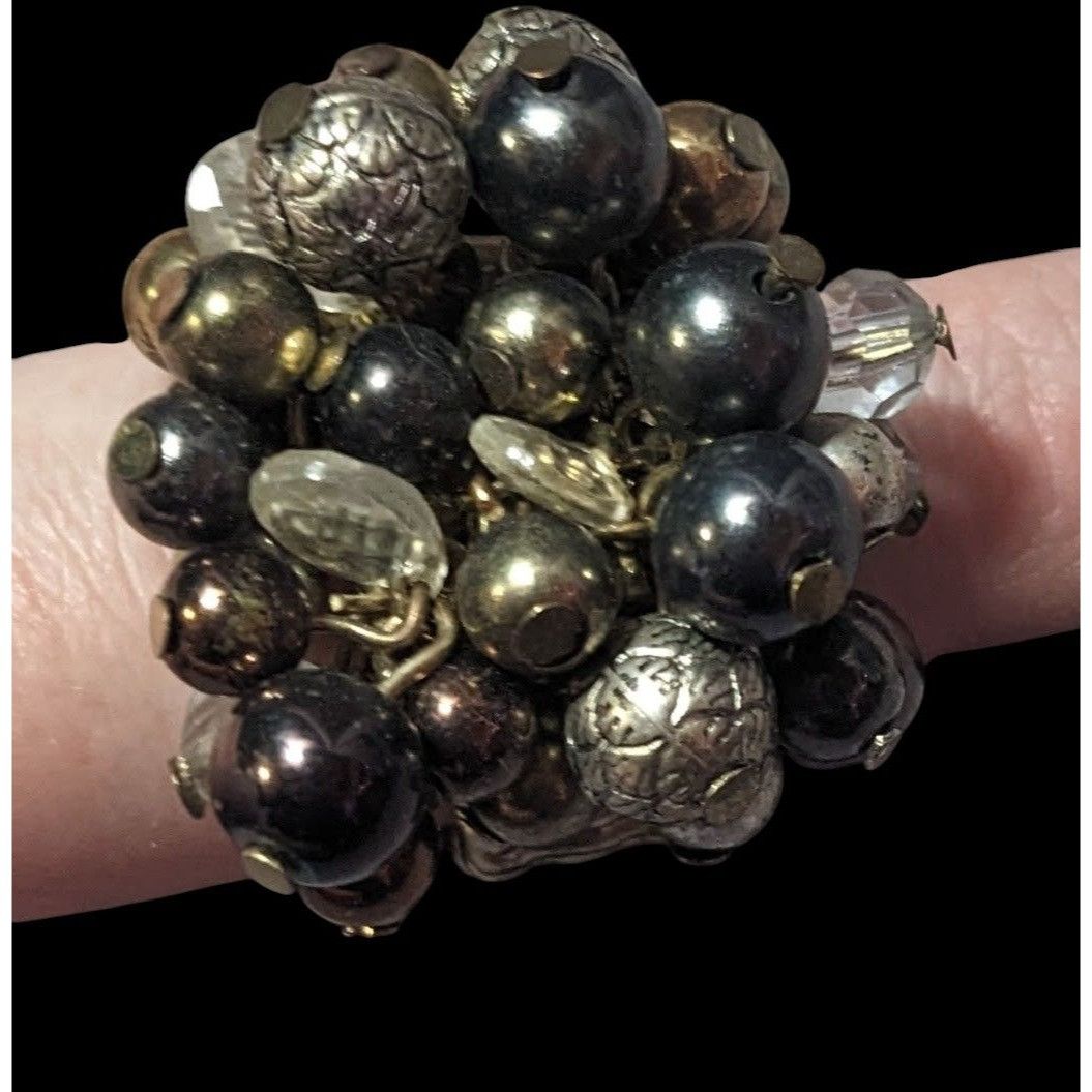 Other Chunky Metallic Beaded Cluster Stretch Ring Size 8 Size ONE SIZE - 6 Thumbnail