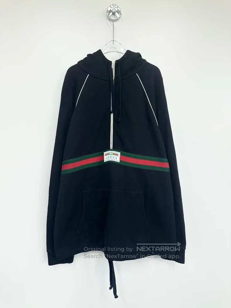 Gucci Gucci Black half-zipper embroidered logo hooded sweatshirt Size US L / EU 52-54 / 3 - 1 Thumbnail