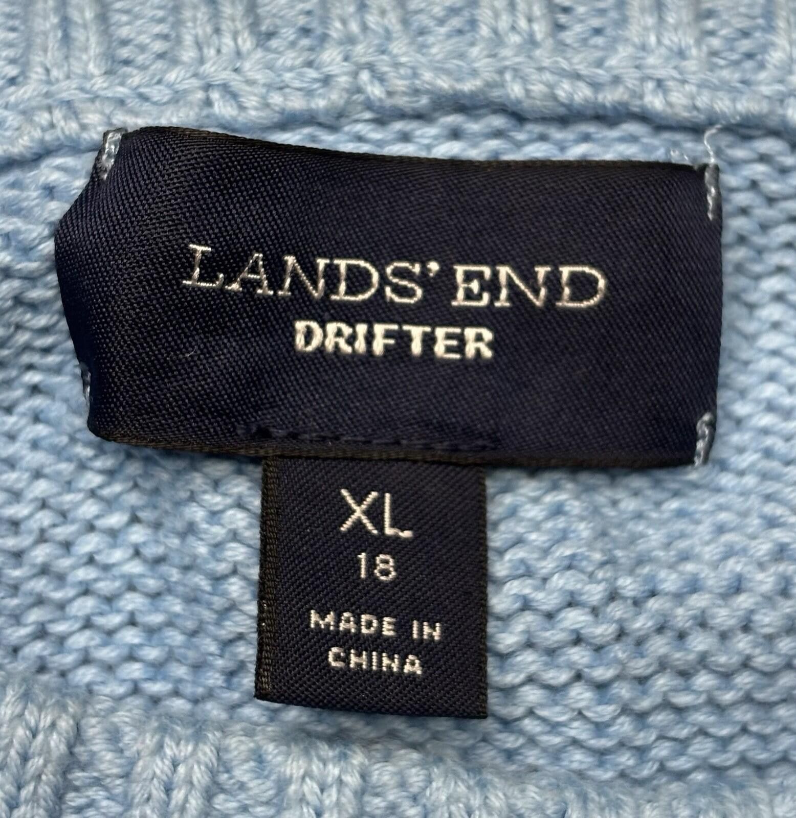 Lands' End Lands End Drifter Sweater Womens XL Cable Knit Cotton Blue Size XL / US 12-14 / IT 48-50 - 2 Thumbnail