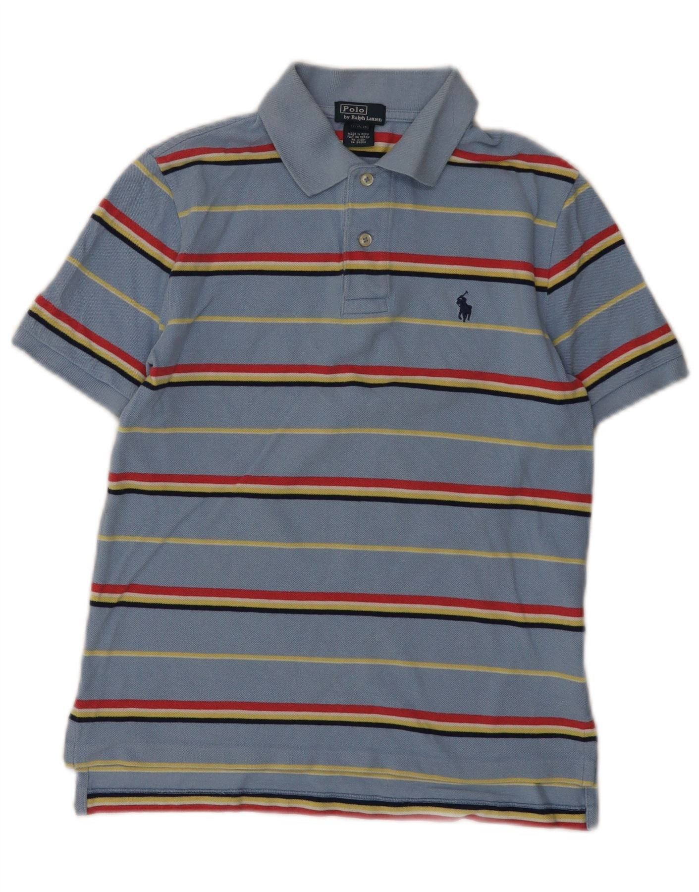 Polo Ralph Lauren Boys Polo Shirt 10-11 Years Medium Blue Striped Cotton Size M / US 6-8 / IT 42-44 - 1 Thumbnail
