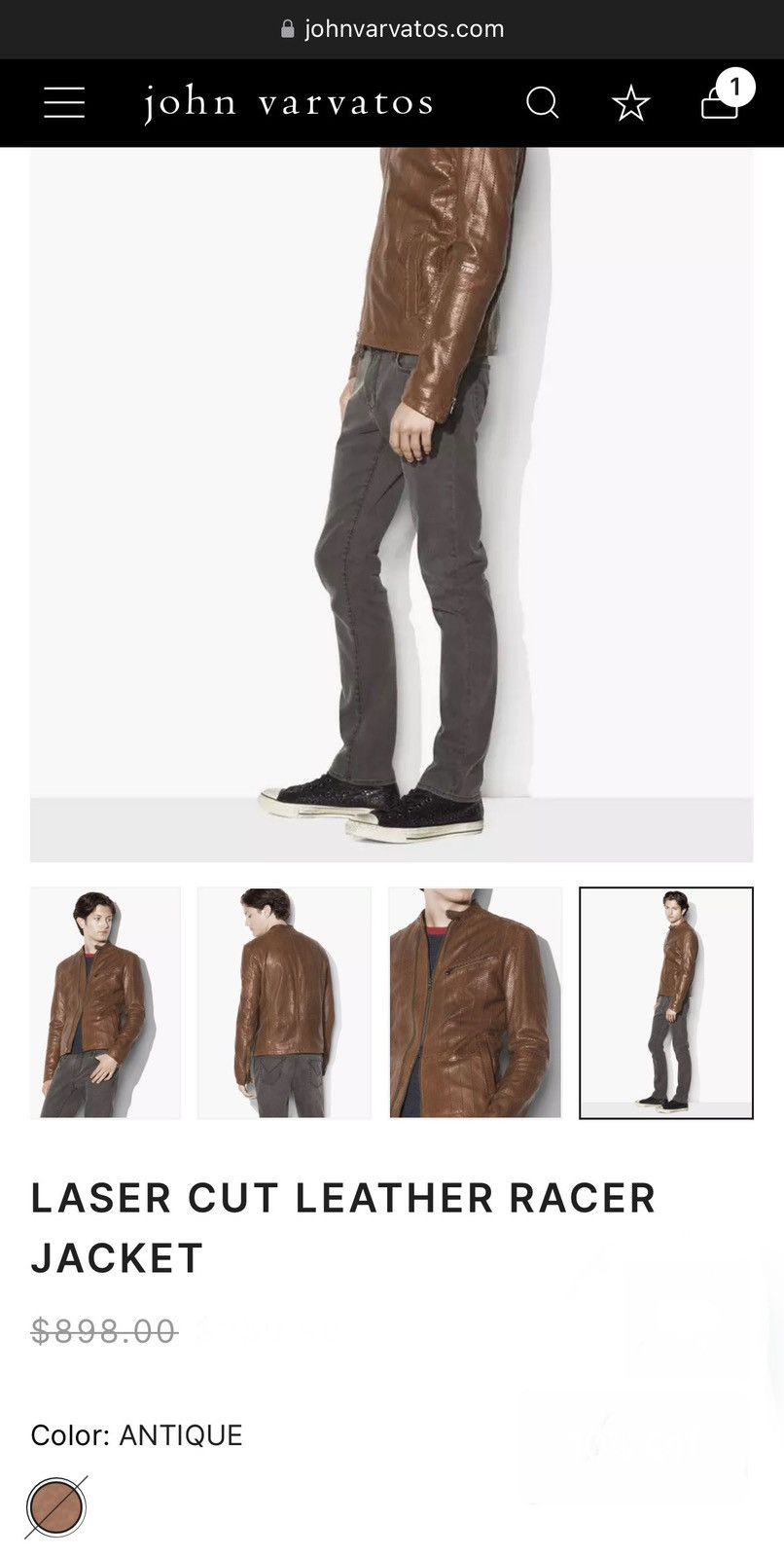 John Varvatos Laser cut leather racer jacket. Size medium Size US M / EU 48-50 / 2 - 5 Thumbnail
