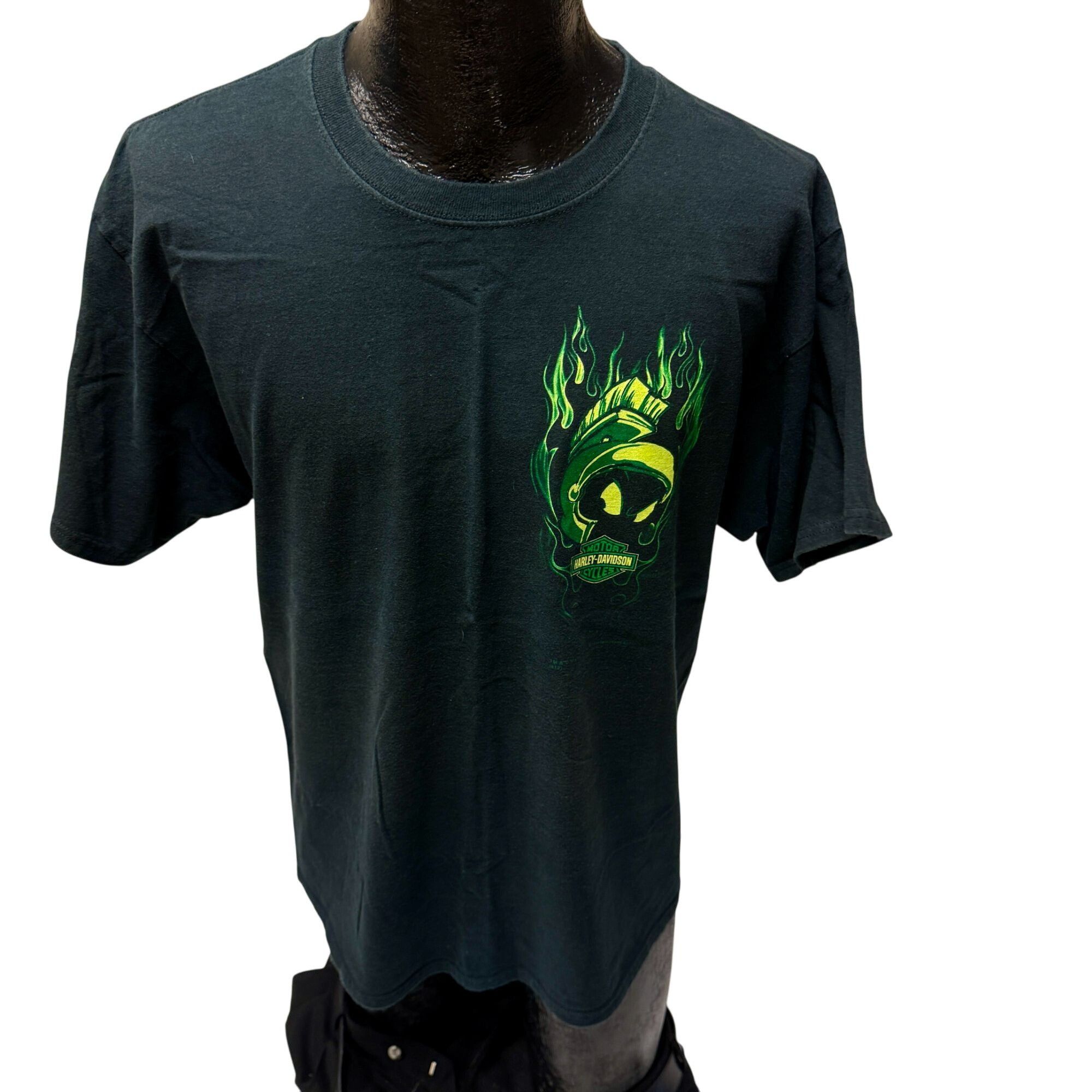 Harley Davidson LOONEY TUNES Crew Motorcycle NEON MARVIN Martian Biker Shirt Size US XL / EU 56 / 4 - 3 Thumbnail