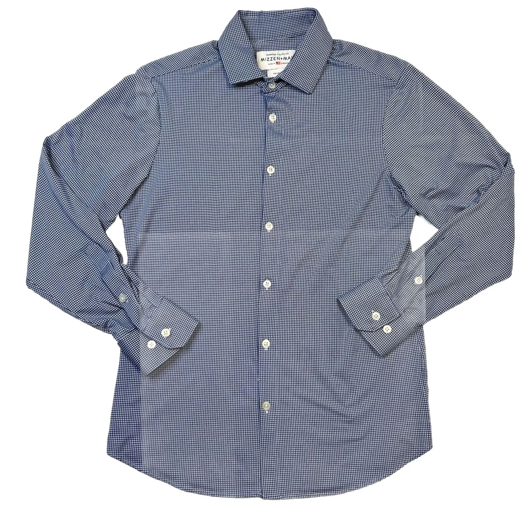 Mizzen+Main Mizzen+Main Button-Up Shirt Blue Slim Check Long Sleeve Casual Business Travel Formal Workwear Spinnaker Collection Mens Regular Size M Size US M / EU 48-50 / 2 - 2 Thumbnail