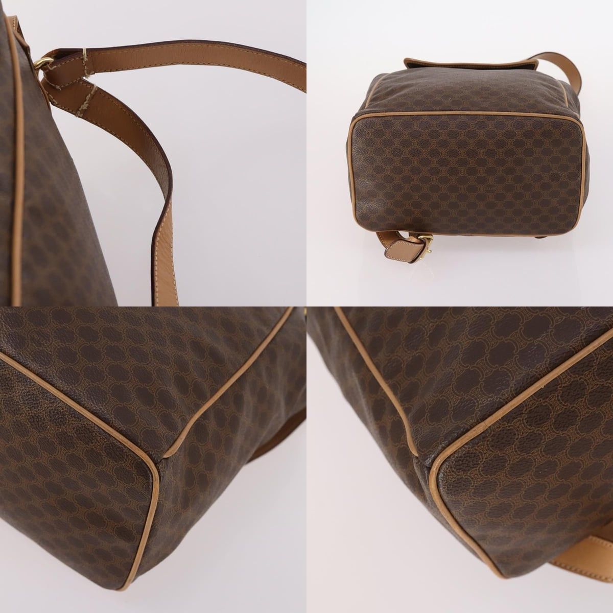 Celine CELINE Macadam Canvas Backpack Pvc Leather Brown Gold Size ONE SIZE - 10 Thumbnail