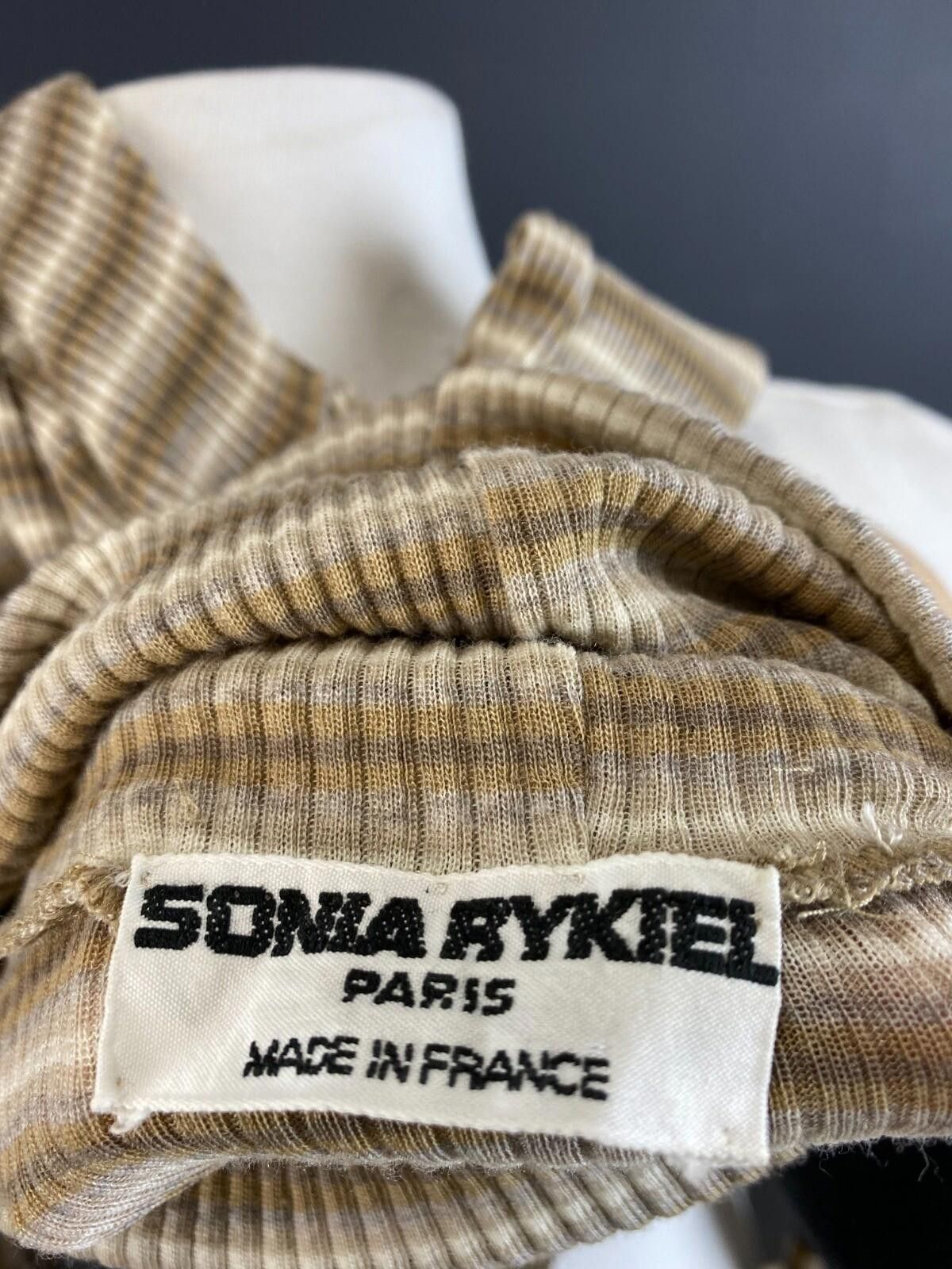 Sonia Rykiel Sonia Rykiel Beige Striped Turtle Neck Knit Sweater Size S Size S / US 4 / IT 40 - 12 Thumbnail