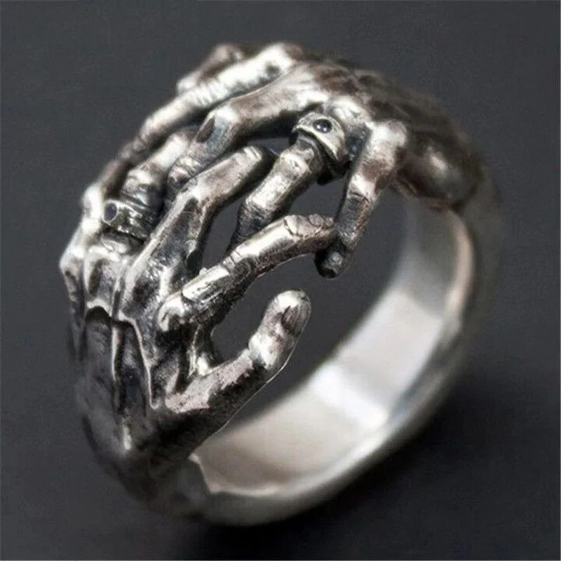 Jewelry × Vintage Vintage Men's Fashion Punk Skull Hand Ring Size ONE SIZE - 4 Thumbnail