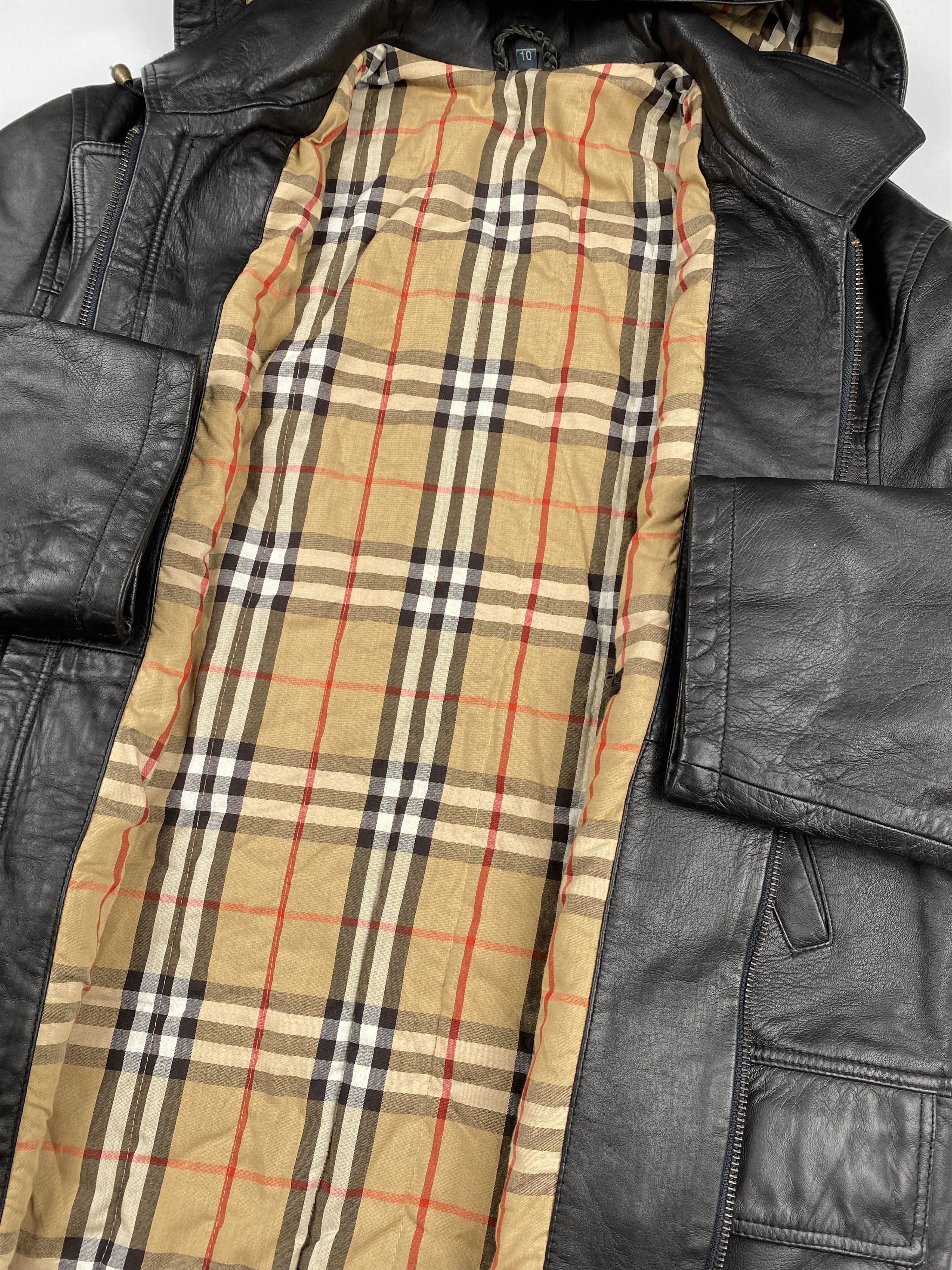 Burberry Vintage Duffle Coat Nova Check Leather Jacket Size M / US 6-8 / IT 42-44 - 11 Thumbnail