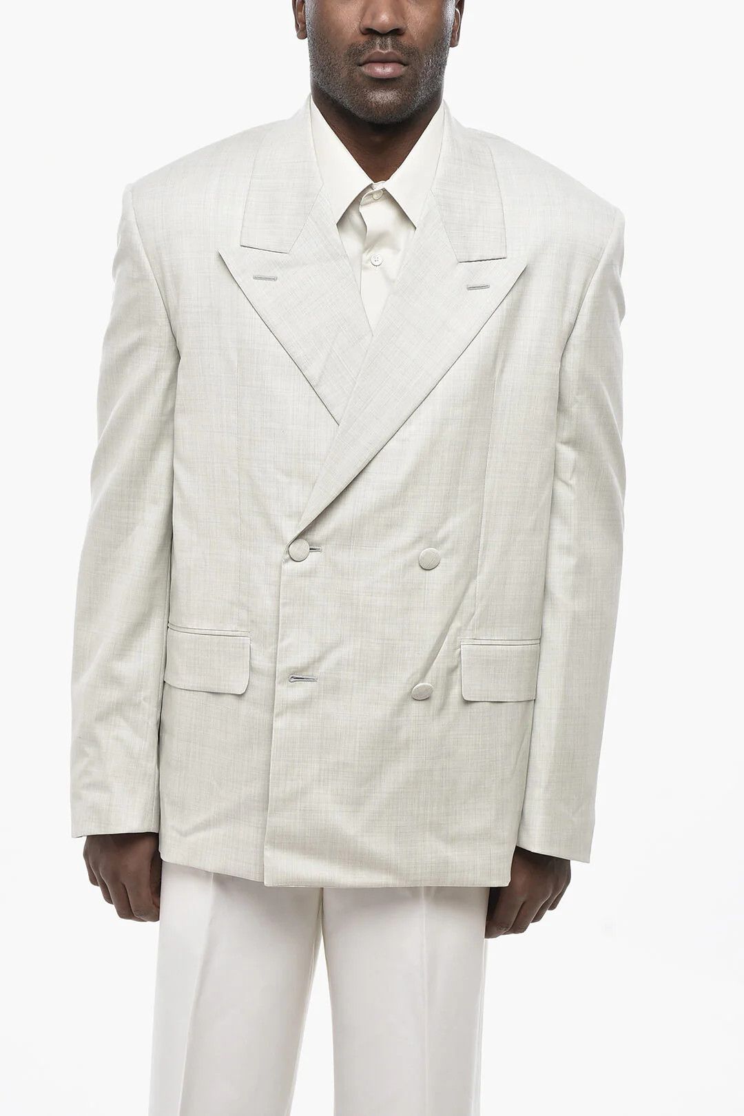 Givenchy og1mm0326 Oversized Double-Breasted Blazer in Grey Size US S / EU 44-46 / 1 - 1 Thumbnail