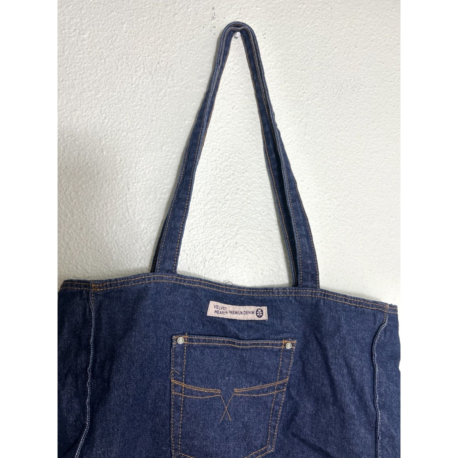 Velvet VINTAGE Velvet Heart Premium Denim Double Handle Tote Bag Dark Wash 16x13x5 Size ONE SIZE - 6 Thumbnail