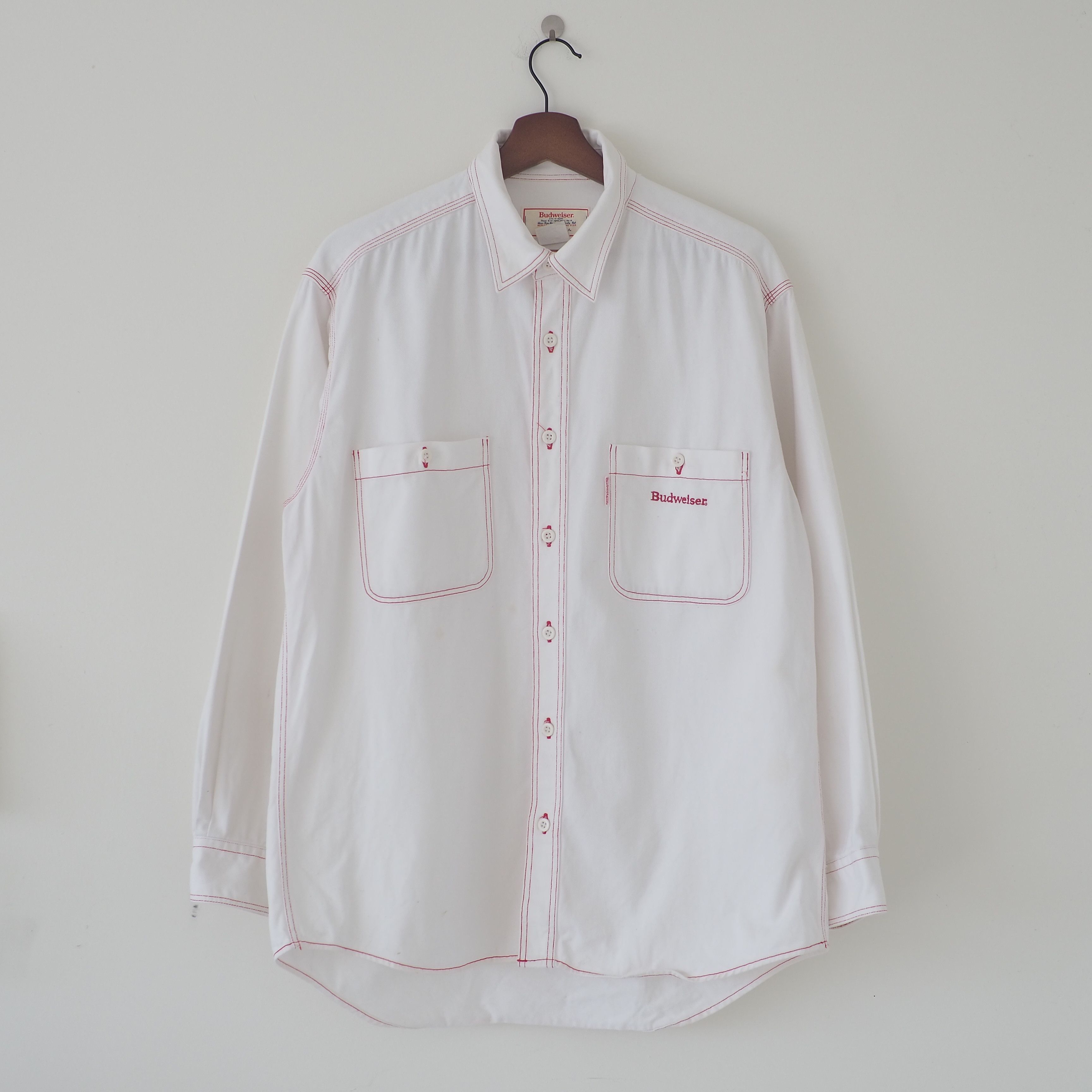 image of Budweiser Shirt in White, Men's (Size Large)
