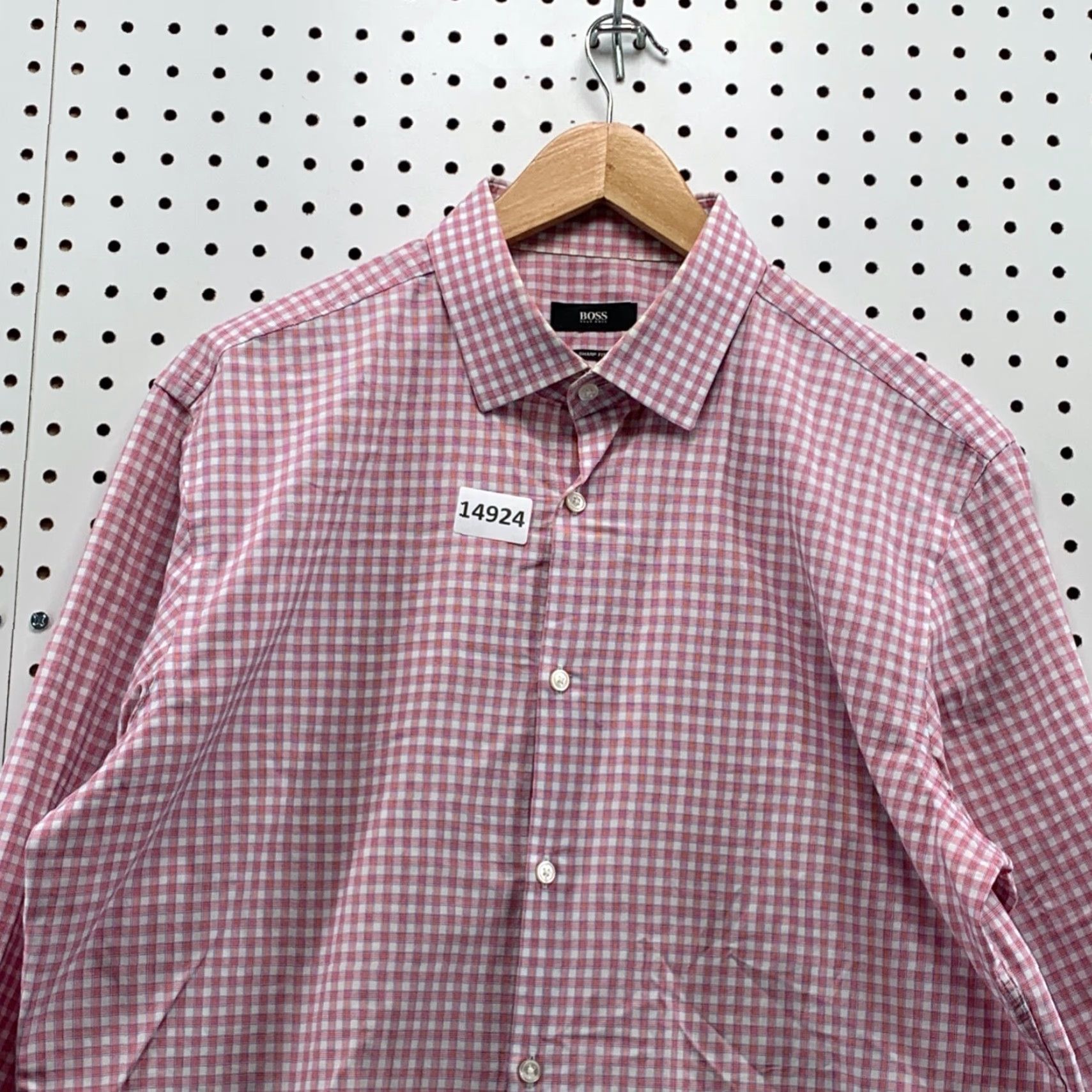 Hugo Boss HUGO BOSS Vintage Red Check Button-Up Shirt Long Sleeve Spread 16.5 Regular Mens Size US XL / EU 56 / 4 - 3 Thumbnail