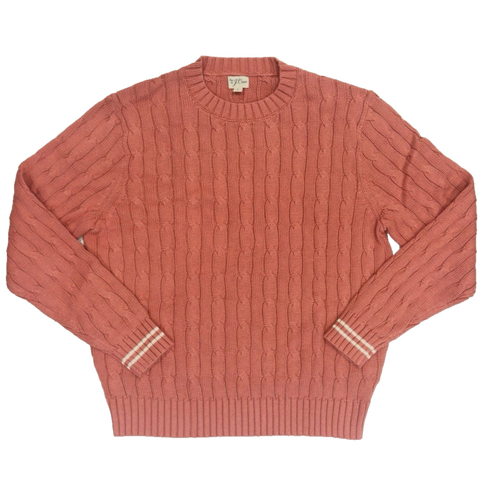 J.Crew J.Crew Tipped Cotton Cable-Knit Sweater in Geranium Size L Size US L / EU 52-54 / 3 - 1 Thumbnail