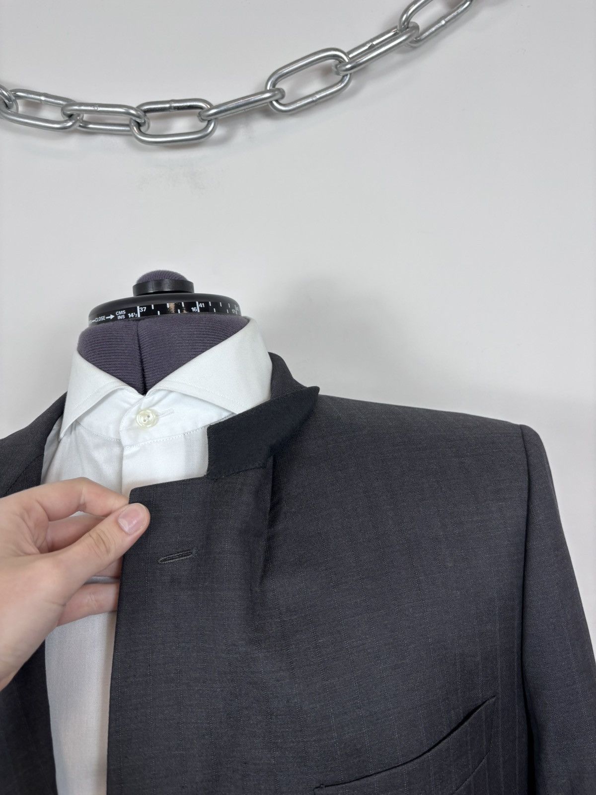 Corneliani Corneliani Men’s Vintage Grey Striped Wool Blazer Jacket Size 42R - 5 Thumbnail